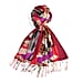 La Marey Merino Wool Ribbon Pattern Scarf (Size 175x65 cm) - Red - Pink