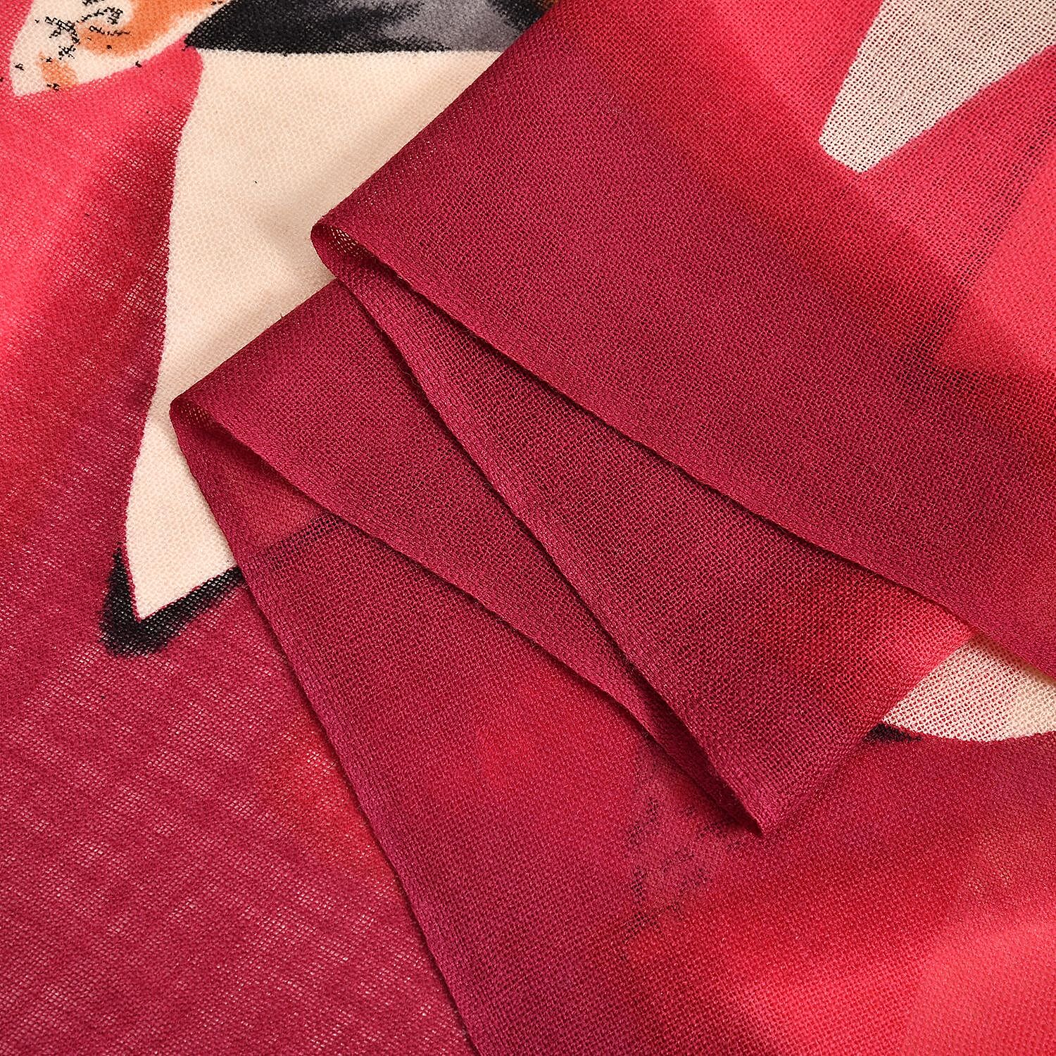 La Marey Merino Wool Dotted Scarf (Size 65x9 cm) - Pink & Pink