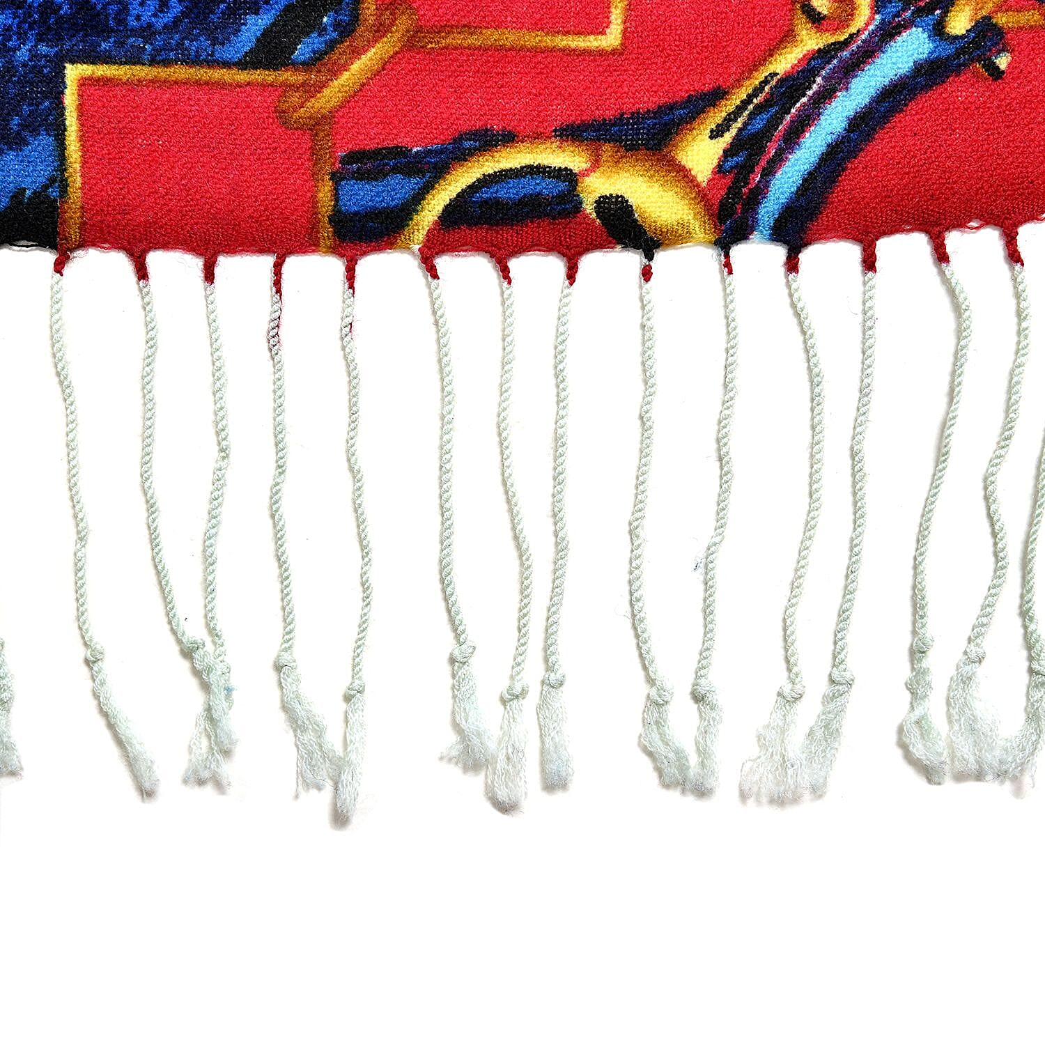 La Marey Merino Wool Patterned Scarf (Size 65x175 cm) - Blue & Red