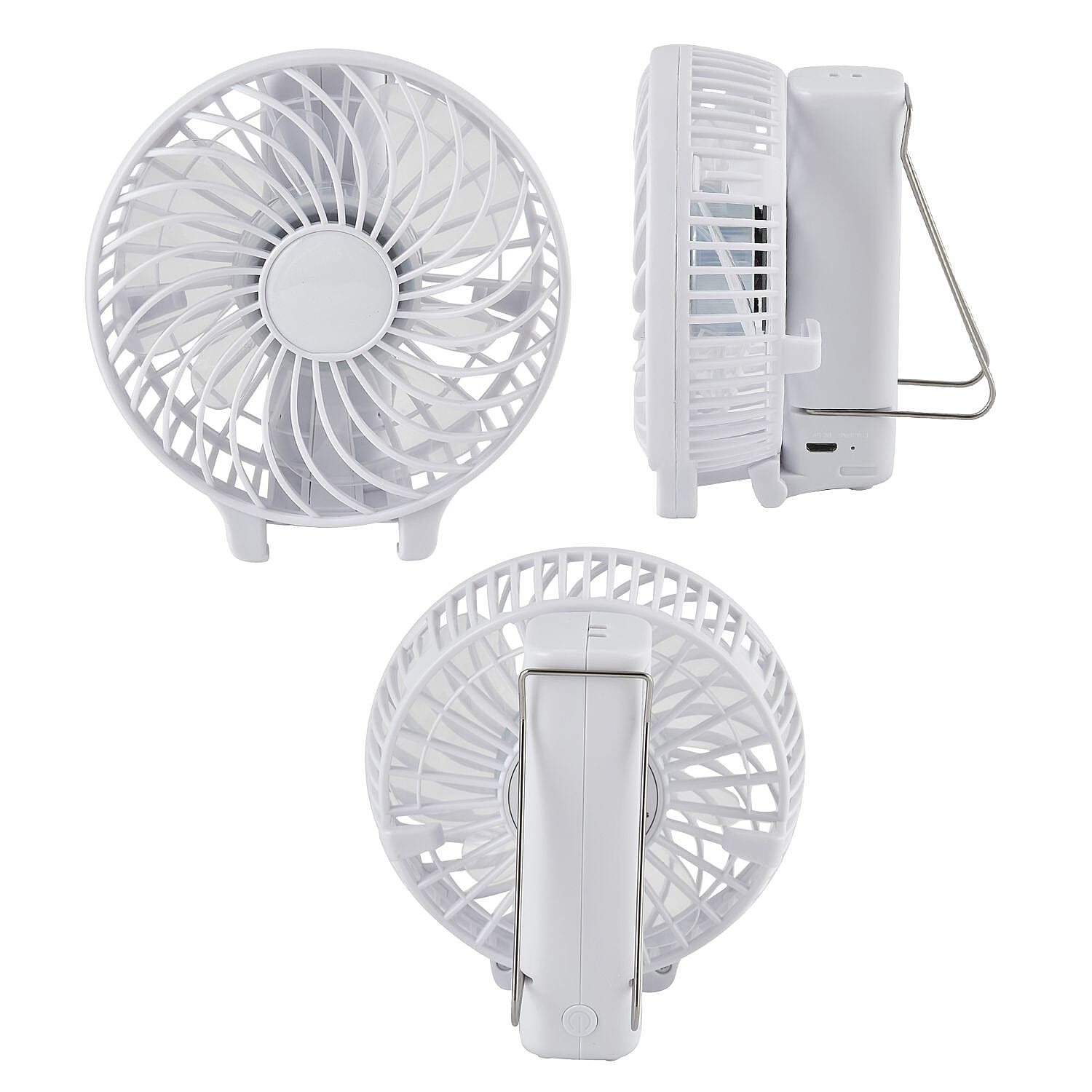 Handheld USB Rechargeable Multipurpose Fan (Size 20x10x3 cm) - White