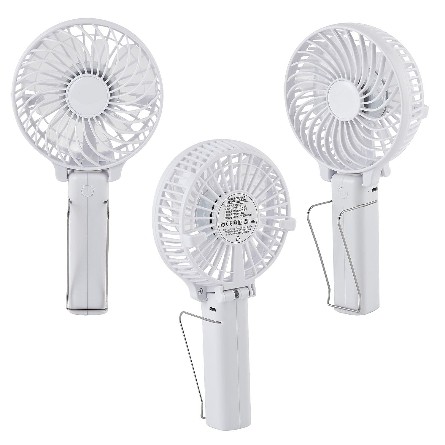 Handheld USB Rechargeable Multipurpose Fan (Size 20x10x3 cm) - White