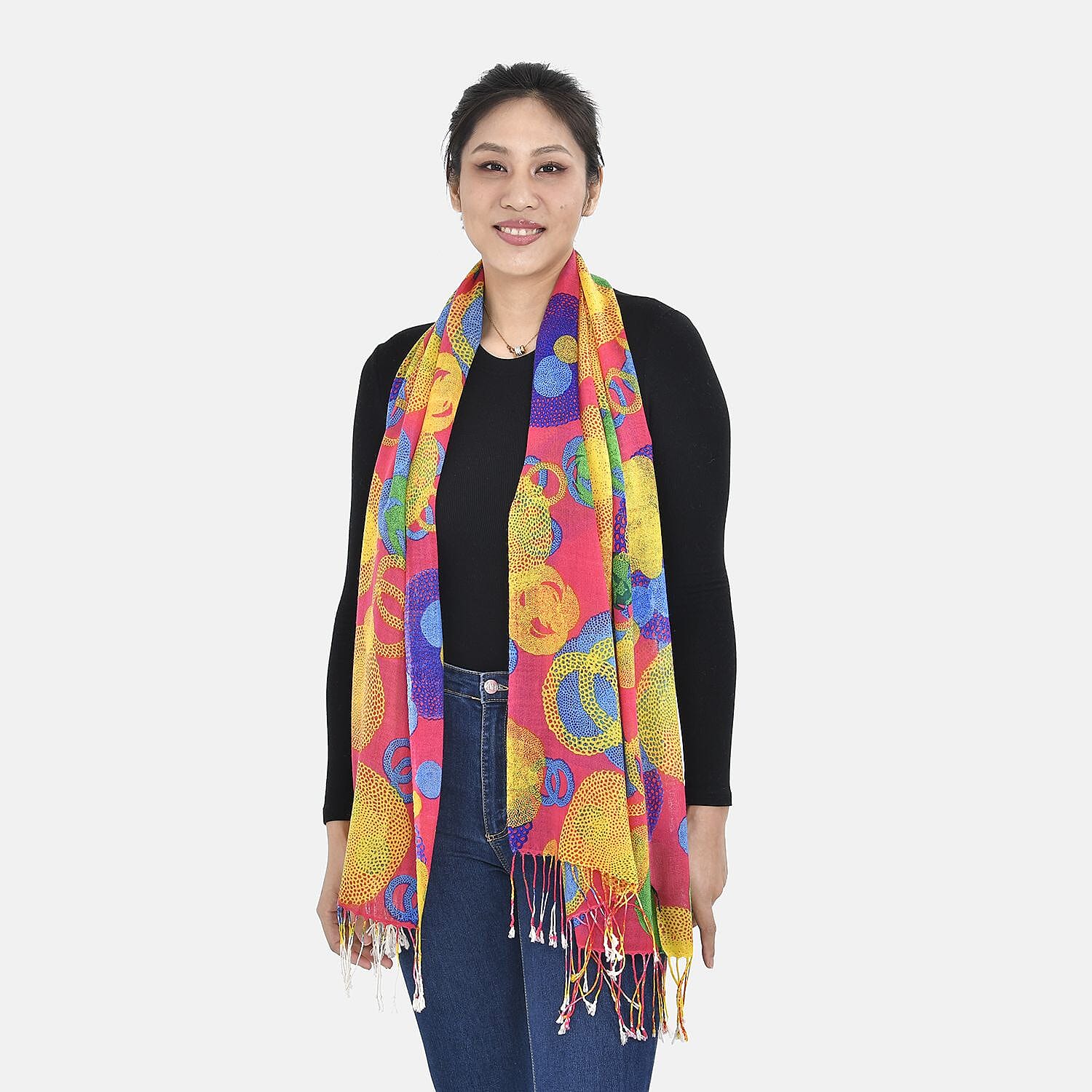 LA MAREY 100% Merino Wool Scarf (One Size, 175x65 cm) - Plum Red - Multi