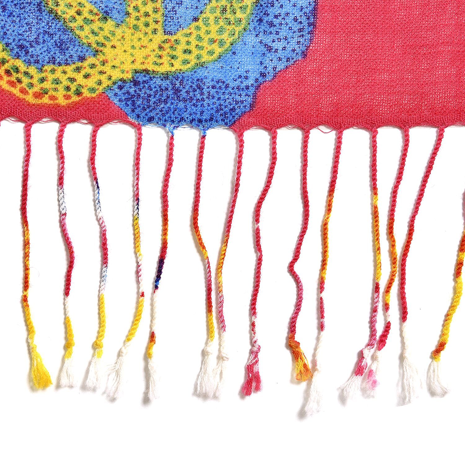 LA MAREY 100% Merino Wool Scarf (One Size, 175x65 cm) - Plum Red - Multi