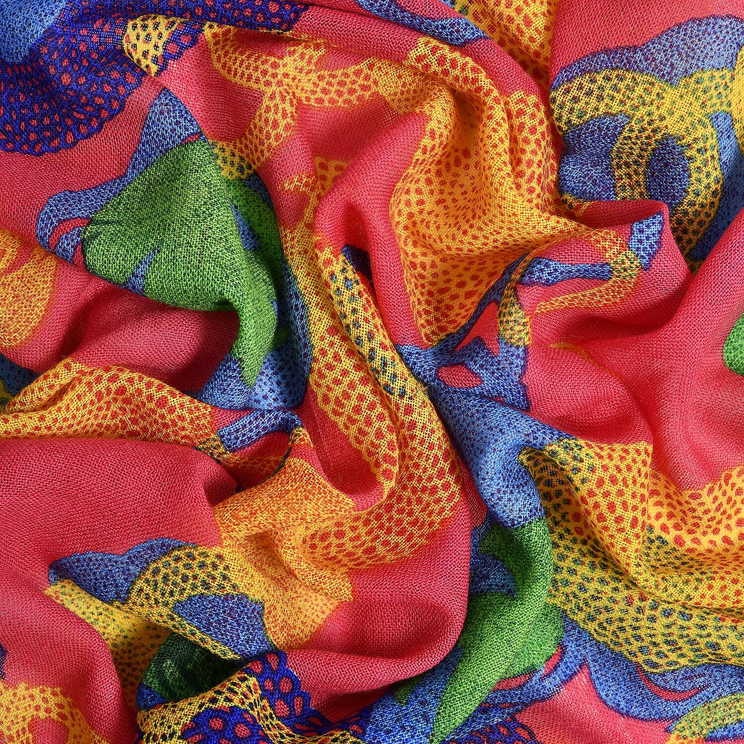 LA MAREY 100% Merino Wool Scarf (One Size, 175x65 cm) - Plum Red - Multi