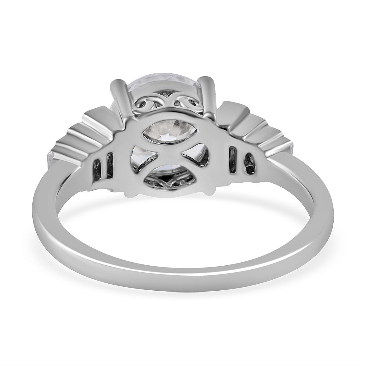 Moissanite Ring in Rhodium Overlay Sterling Silver 2.60 Ct.
