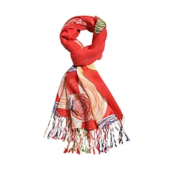 La Marey 100% Merino Wool Checkered Scarf (Size 175x9cm) - Blue