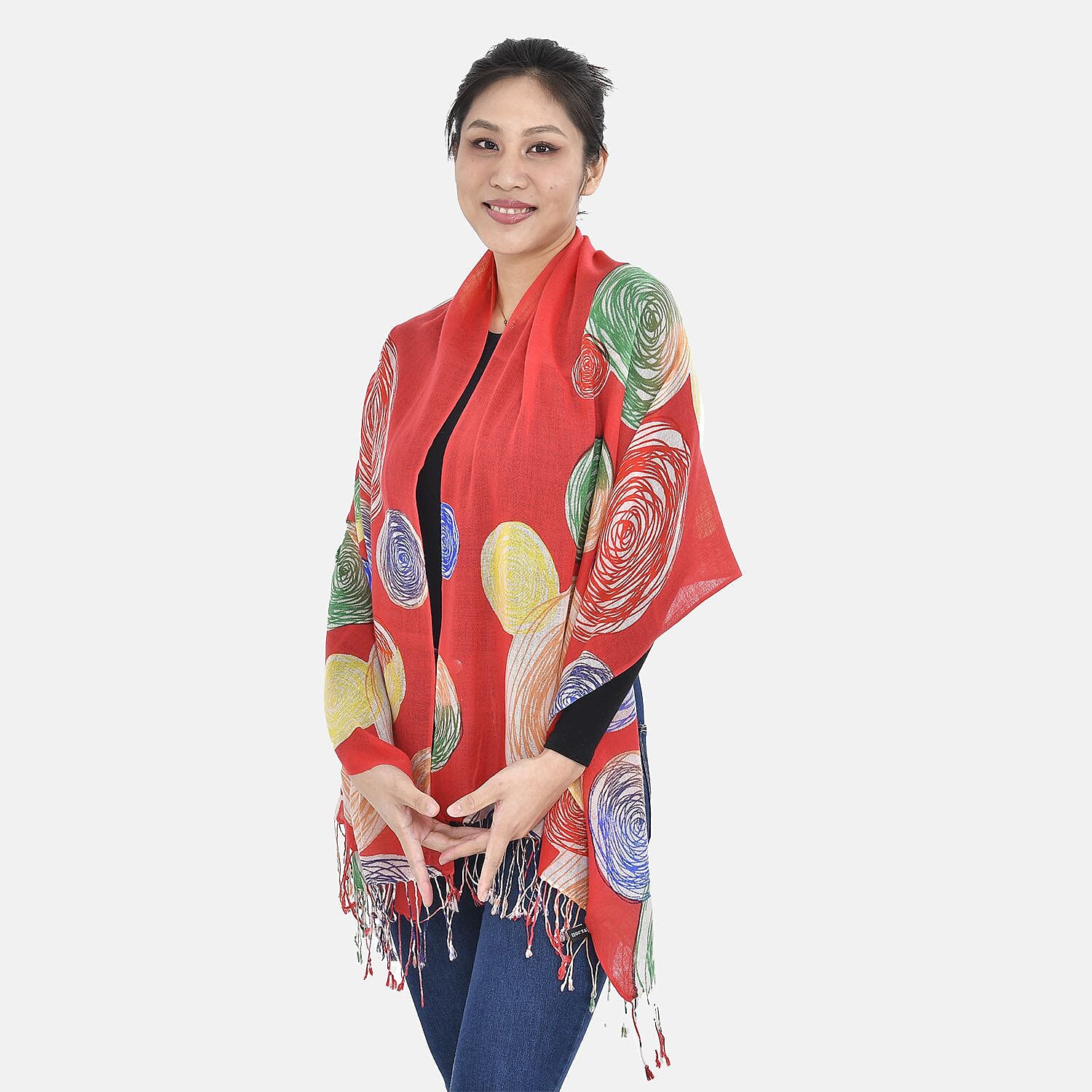 Close Out Deal - La Marey 100% Merino Wool Baseball Scarf (Size 175 x 65cm) - Red