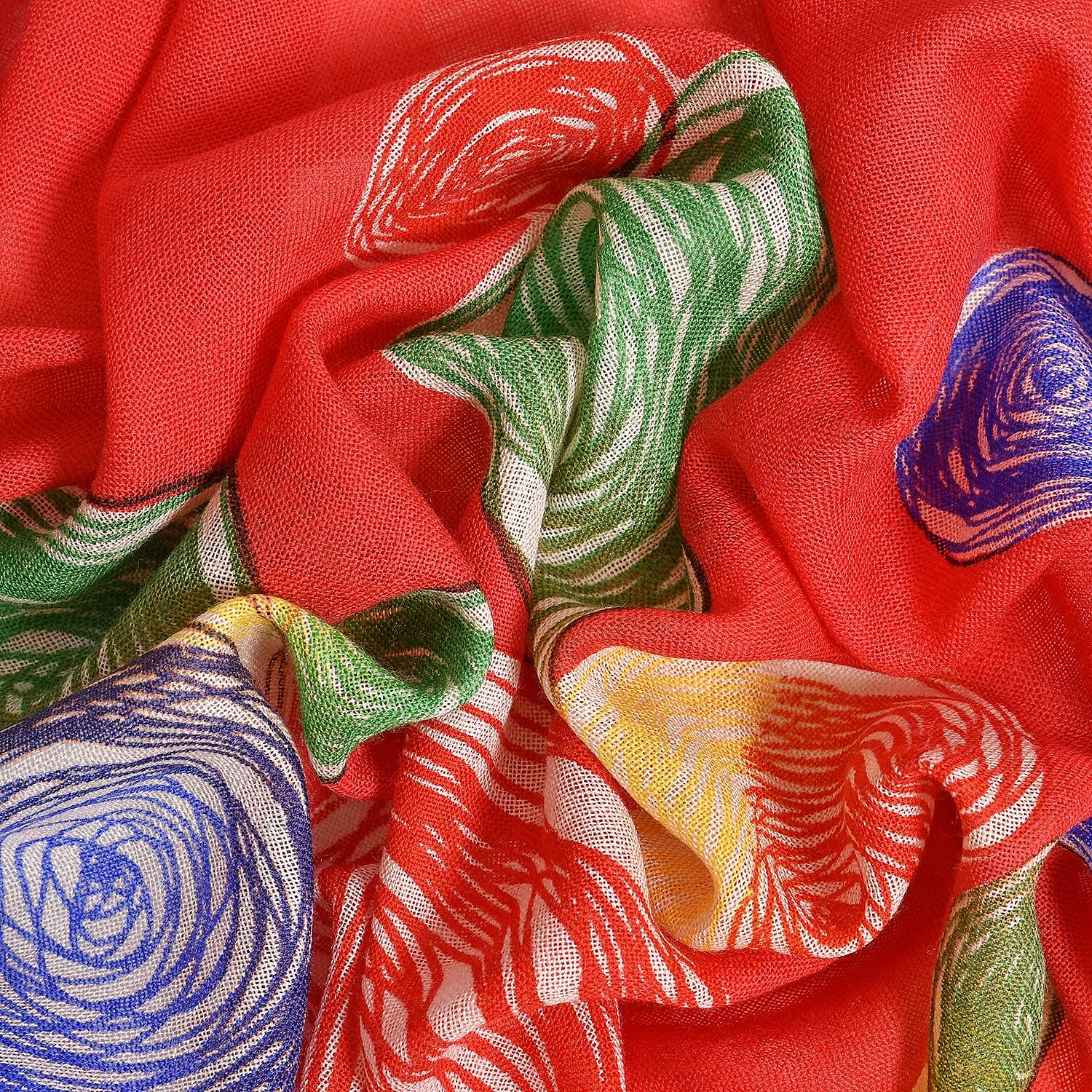 Close Out Deal - La Marey 100% Merino Wool Baseball Scarf (Size 175 x 65cm) - Red