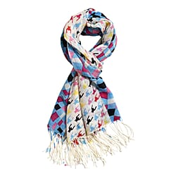 La Marey 100% Merino Wool Checkered Scarf (Size 175x9cm) - Blue