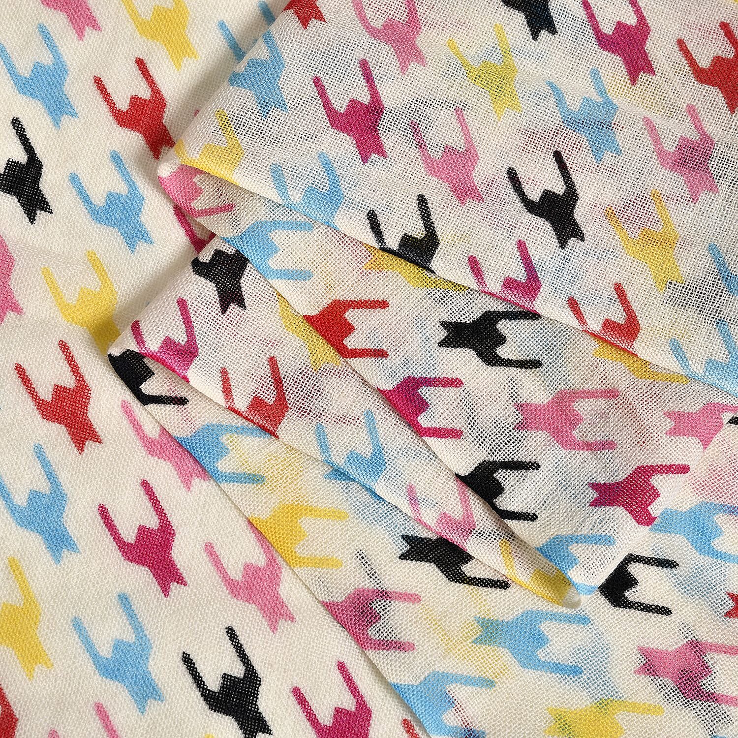 La Marey 100% Merino Wool Checkered Scarf (Size 175x9cm) - Blue