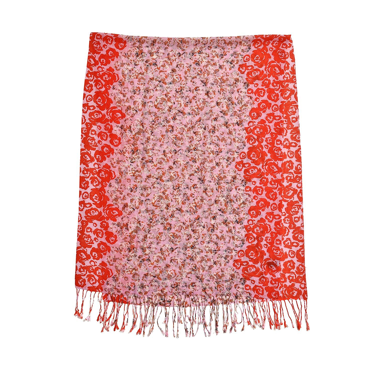 La Marey Merino Wool Irregular Circle Scarf (Size 175x65 cm) - Red - Pink