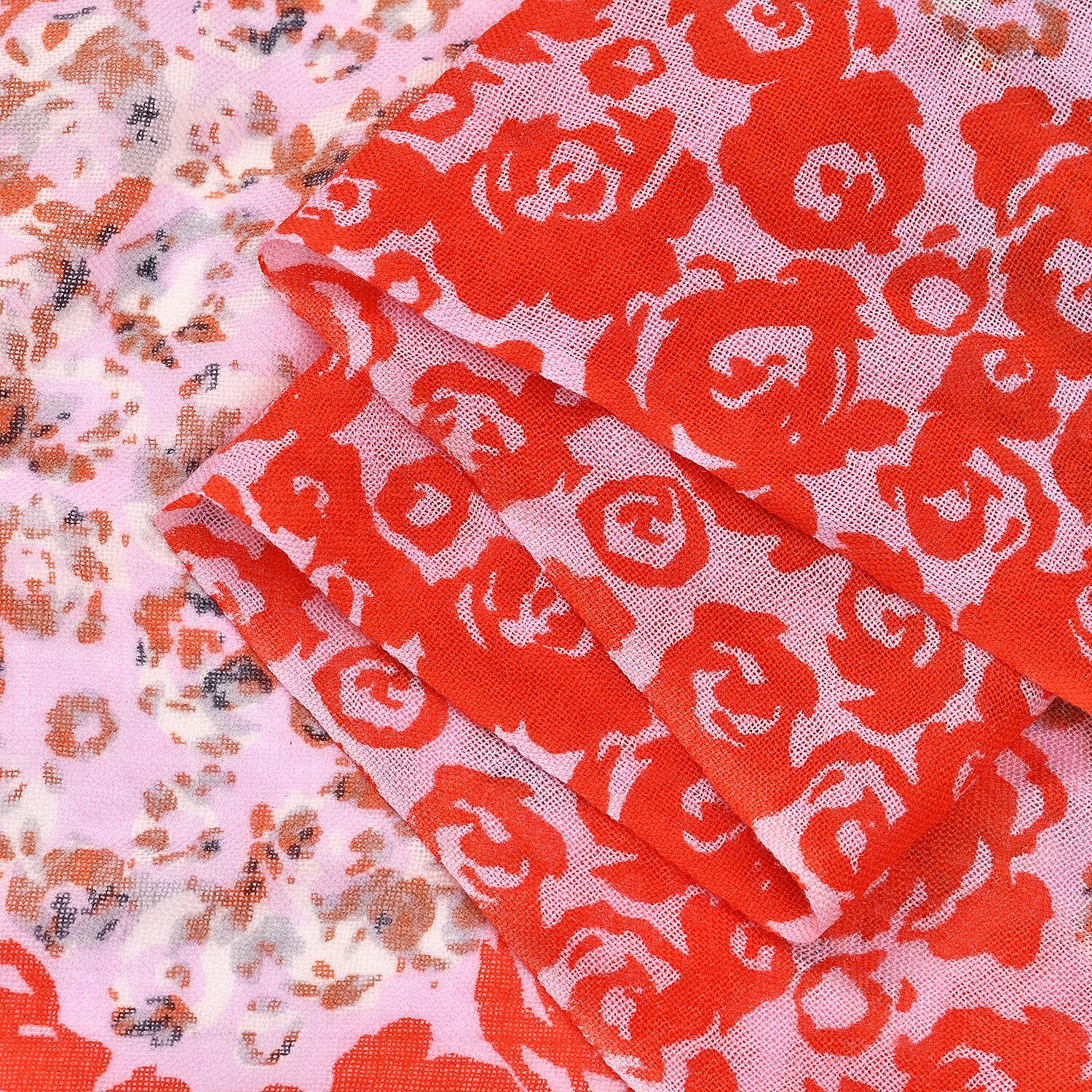 La Marey Merino Wool Irregular Circle Scarf (Size 175x65 cm) - Red - Pink