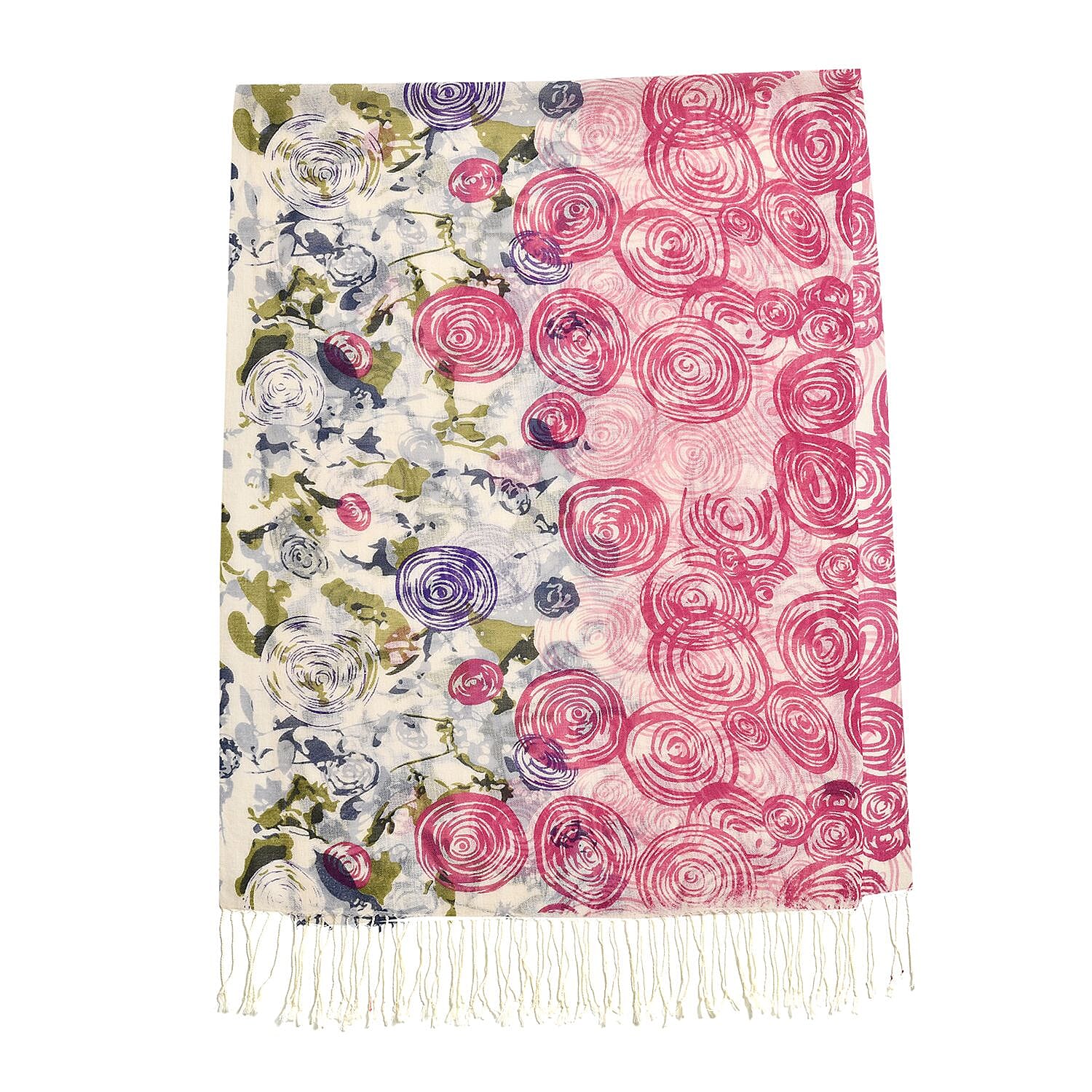 LA MAREY Thread Pattern 100% Merino Woolen Scarf (One Size, 175x65 cm) - Plum Red - White