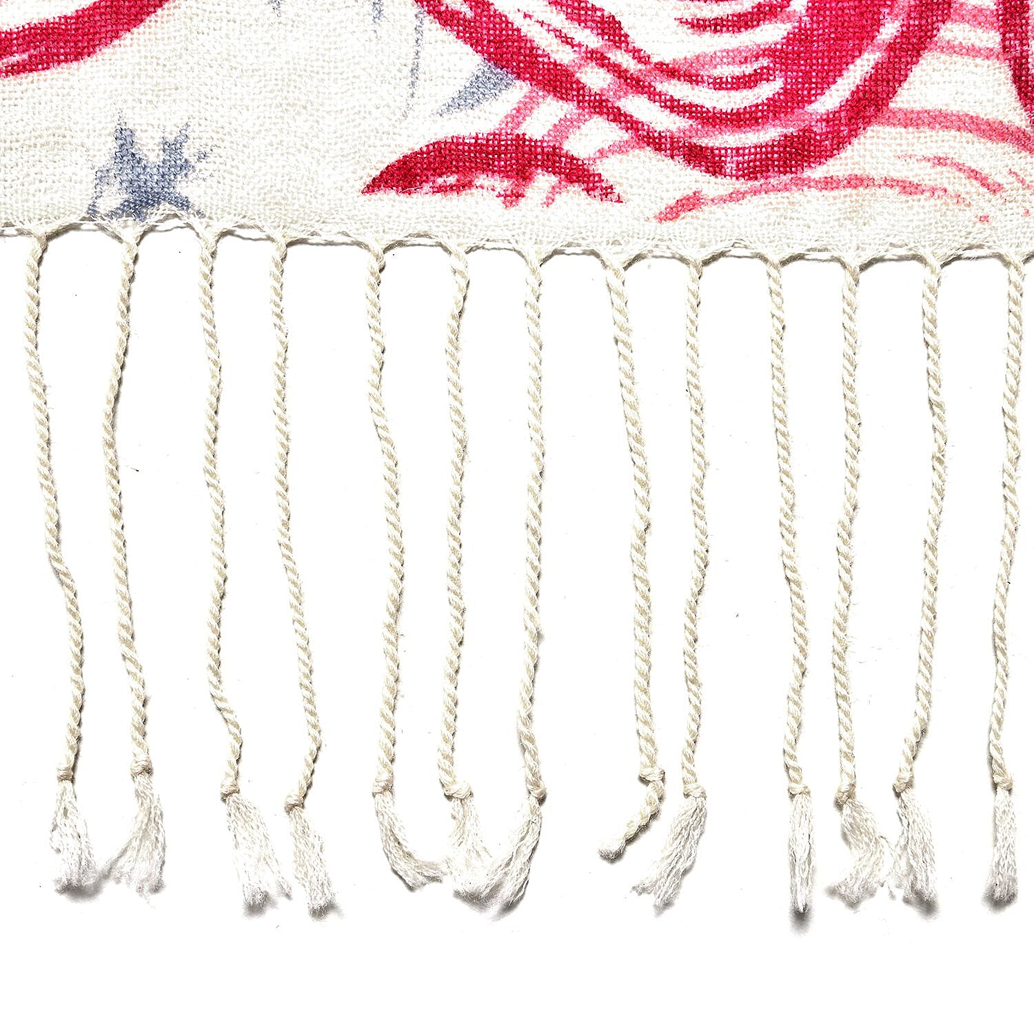 LA MAREY Thread Pattern 100% Merino Woolen Scarf (One Size, 175x65 cm) - Plum Red - White