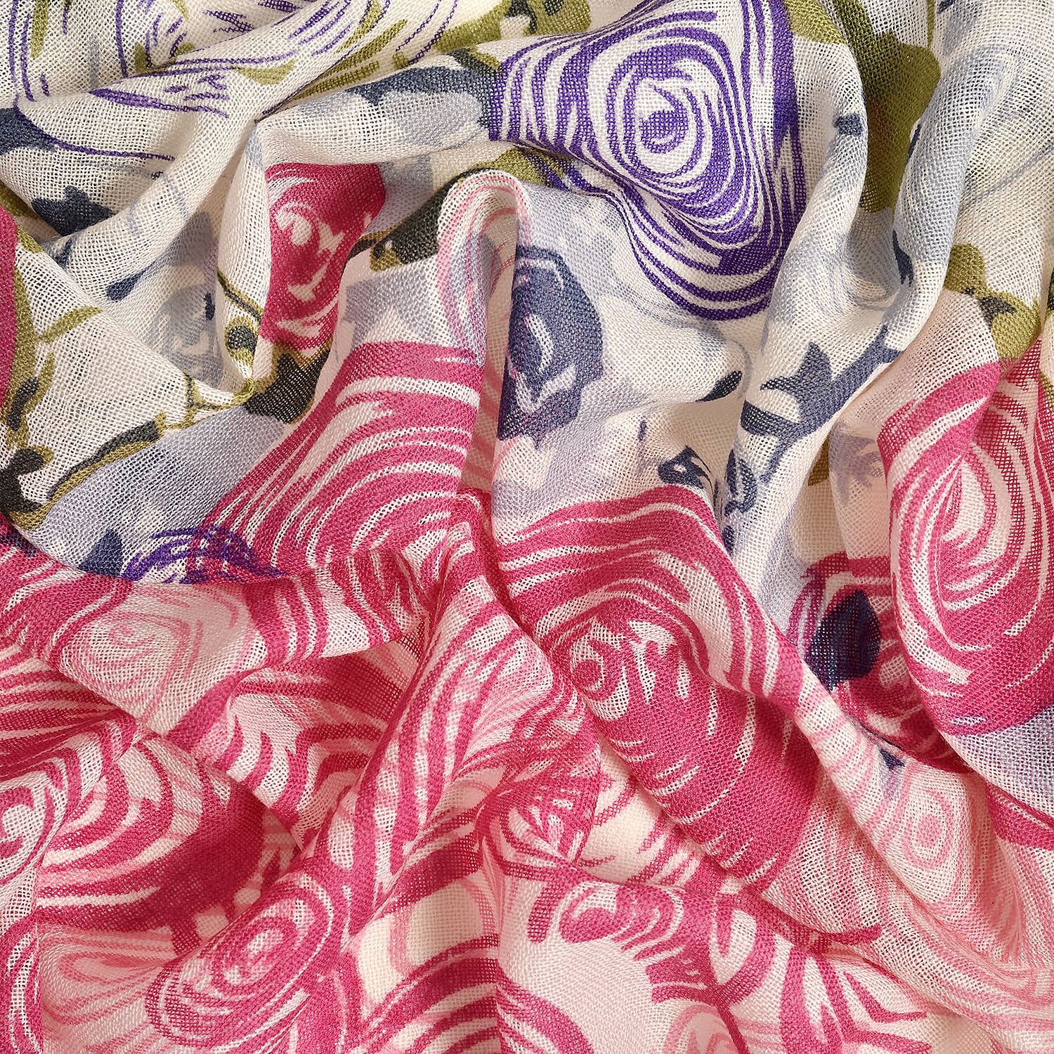 LA MAREY Thread Pattern 100% Merino Woolen Scarf (One Size, 175x65 cm) - Plum Red - White