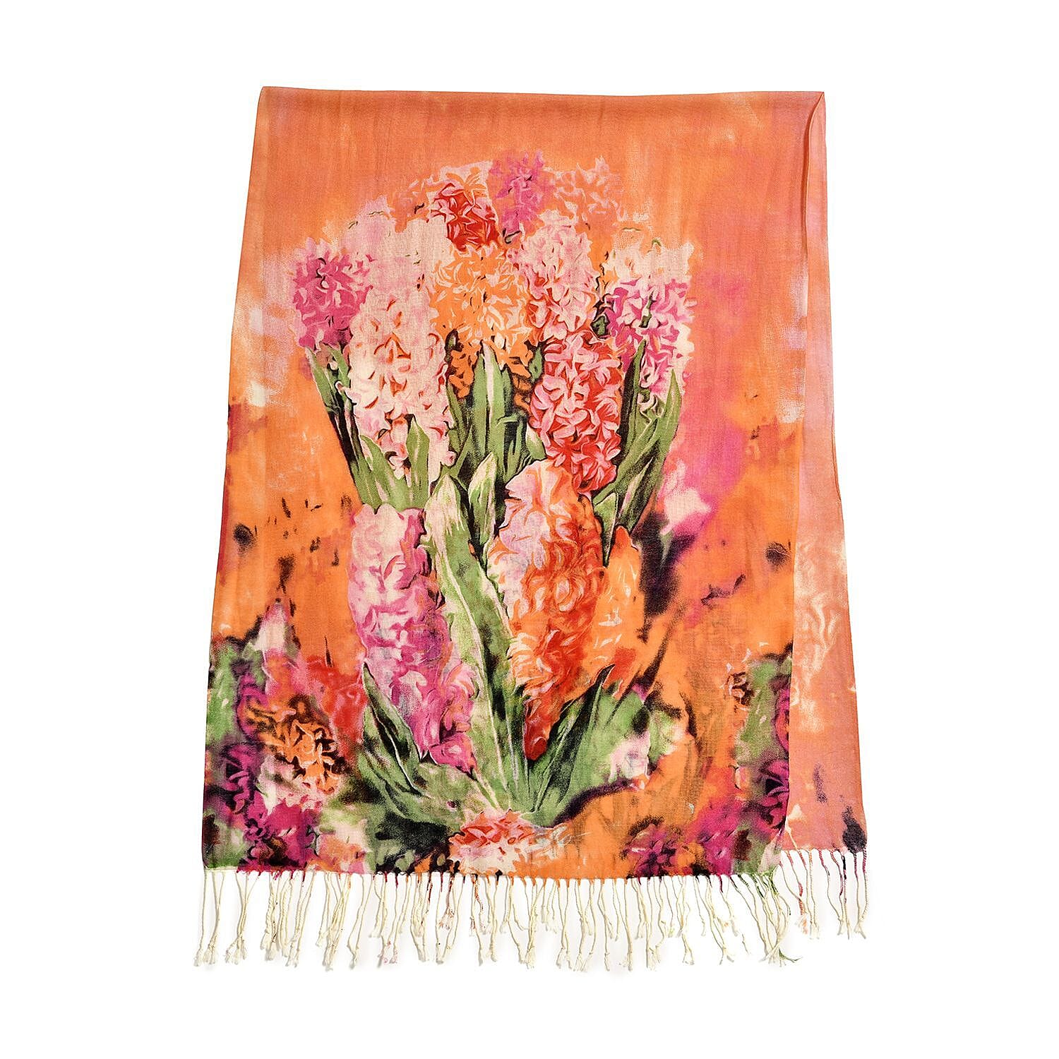 Close Out Deal - La Marey 100% Merino Wool Pattern Scarf (One Size 175x65 cm) - Peach