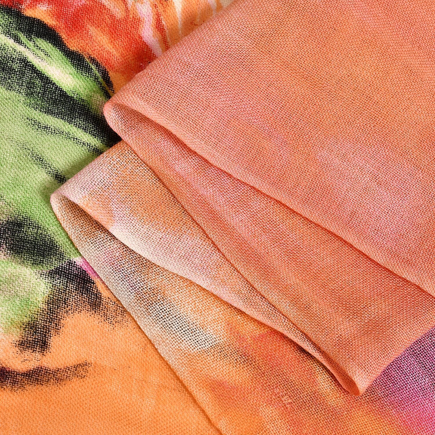 Close Out Deal - La Marey 100% Merino Wool Pattern Scarf (One Size 175x65 cm) - Peach