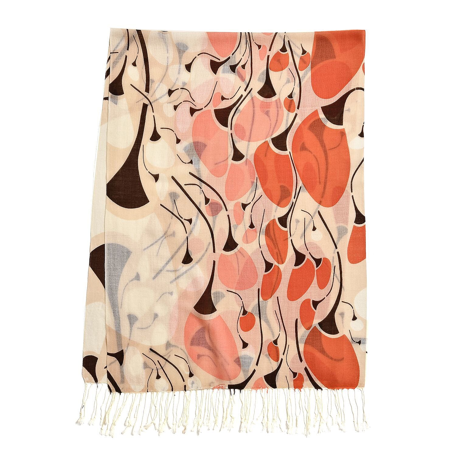 Close Out Deal - La Marey 100% Merino Wool Irregular Print Pattern Scarf (One Size 175x65 cm) - Beige