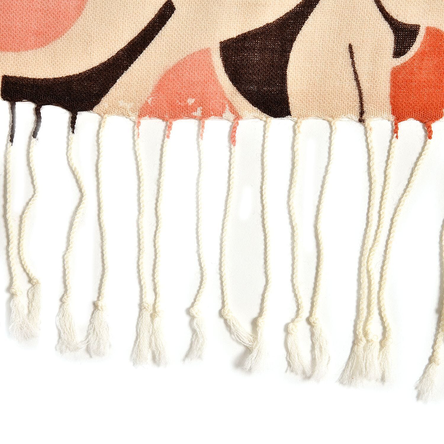 Close Out Deal - La Marey 100% Merino Wool Irregular Print Pattern Scarf (One Size 175x65 cm) - Beige