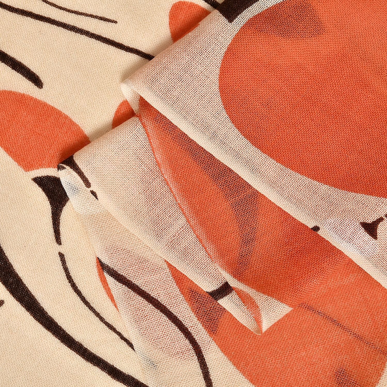 Close Out Deal - La Marey 100% Merino Wool Irregular Print Pattern Scarf (One Size 175x65 cm) - Beige