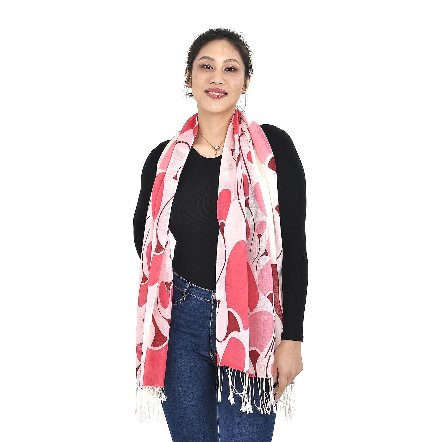 Close Out Deal - La Marey 100% Merino Wool Irregular Pattern Scarf (One Size 175x65 cm) - Pink