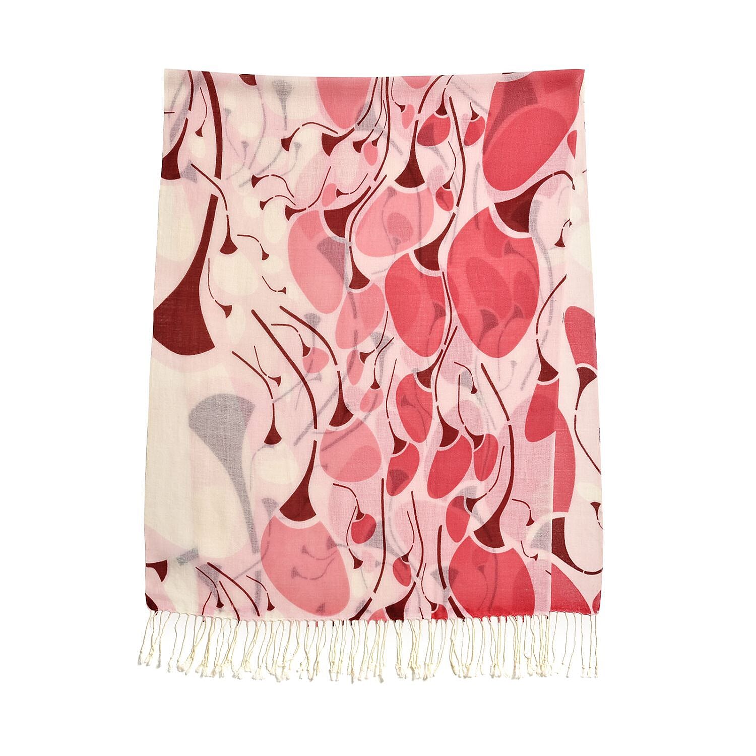Close Out Deal - La Marey 100% Merino Wool Irregular Pattern Scarf (One Size 175x65 cm) - Pink