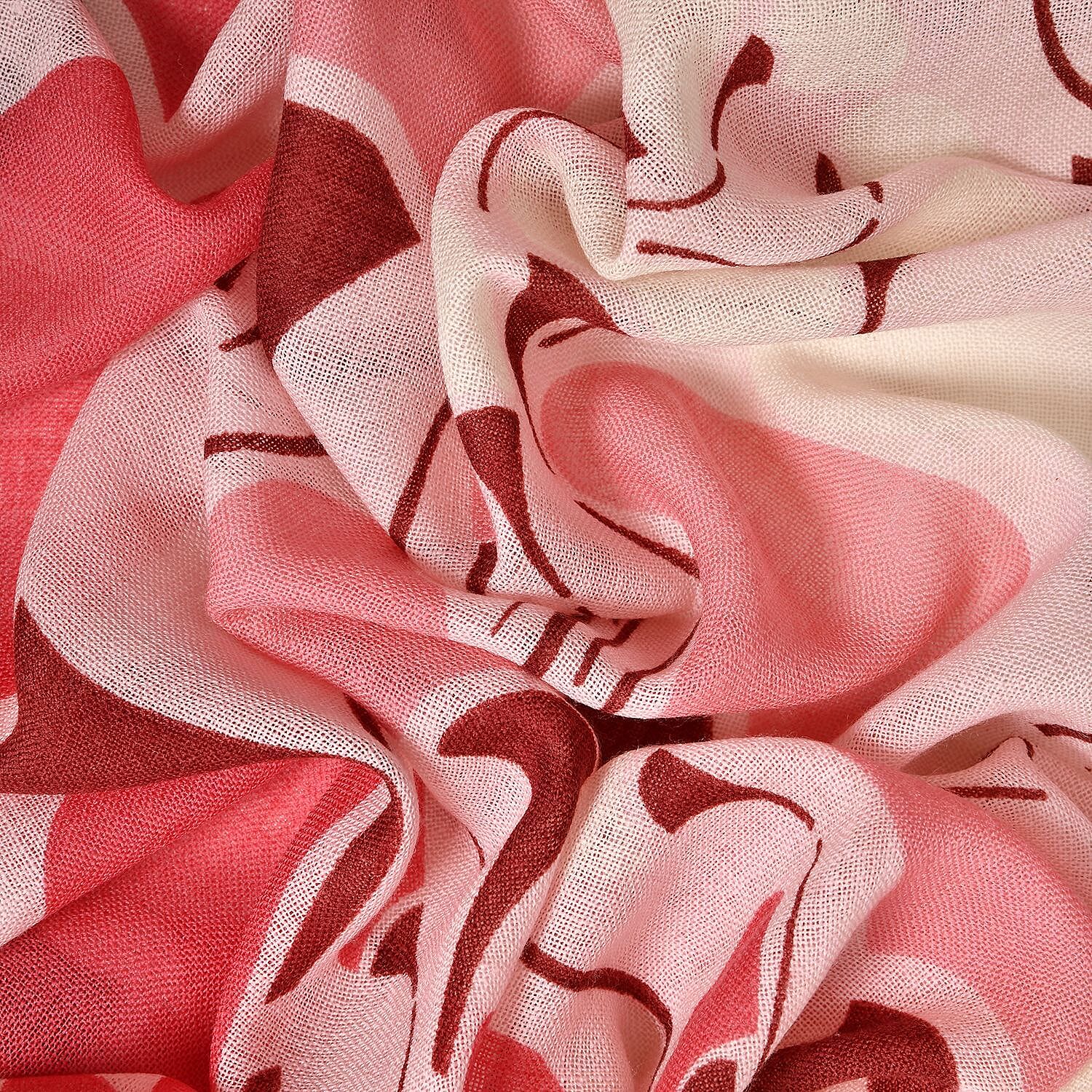 Close Out Deal - La Marey 100% Merino Wool Irregular Pattern Scarf (One Size 175x65 cm) - Pink
