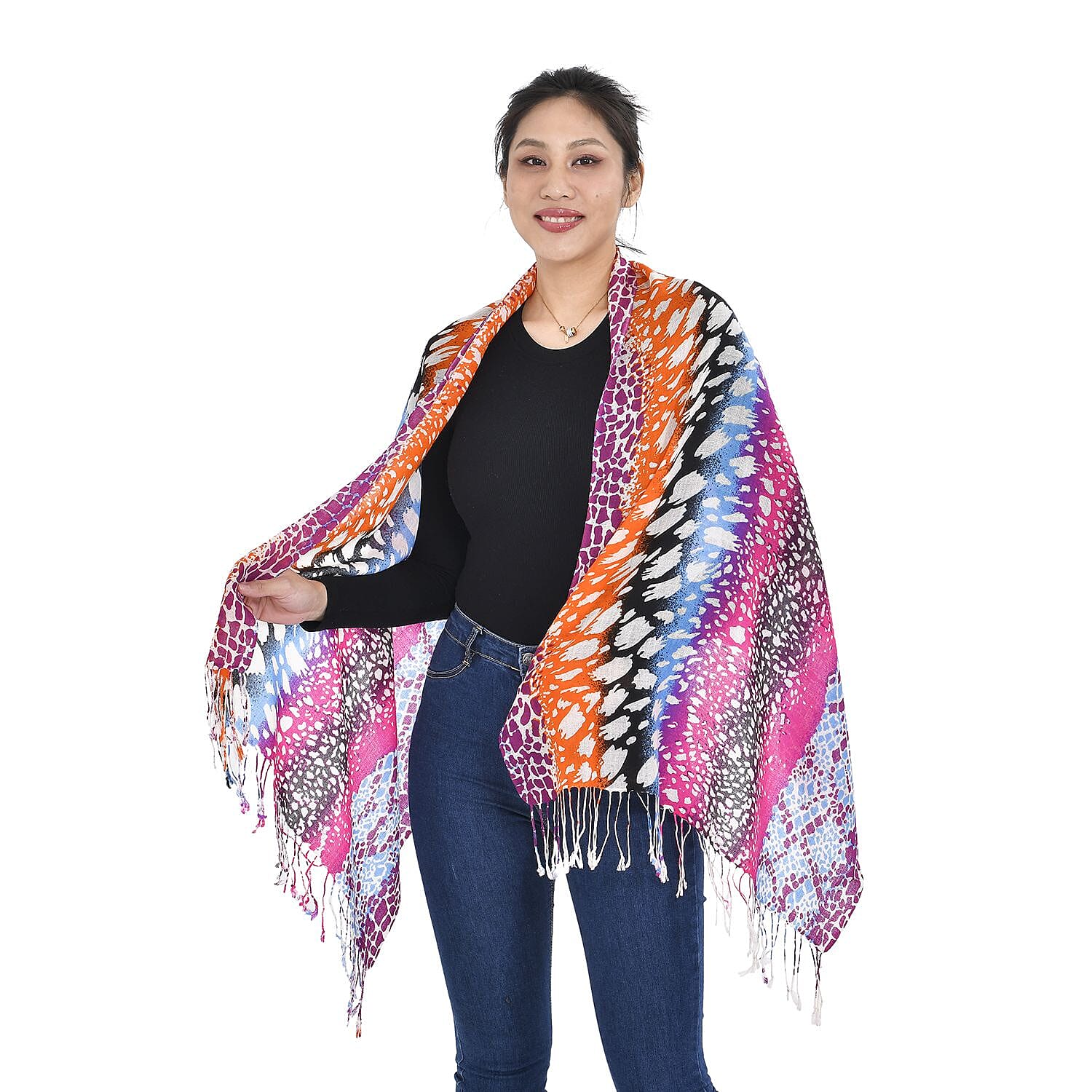 Close Out Deal - La Marey 100% Merino Wool Irregular Pattern Scarf (One Size 175x65 cm) - Multi