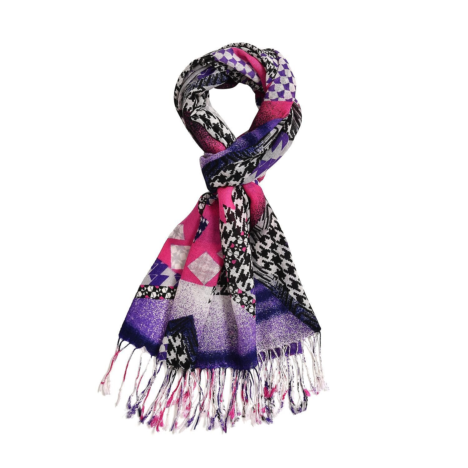 Close Out Deal - La Marey 100% Merino Wool Irregular Pattern Scarf (One Size 175x65 cm) - Check