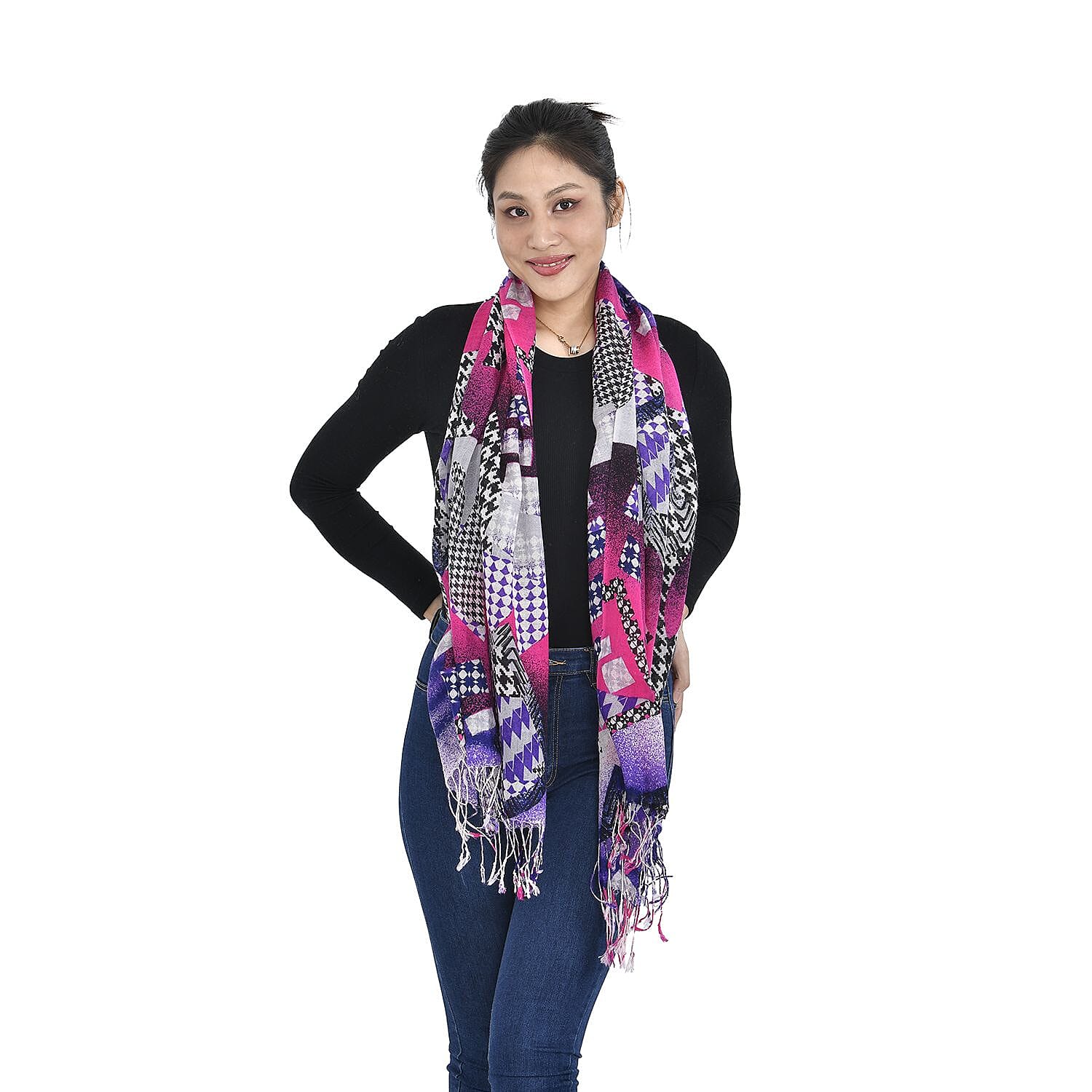 Close Out Deal - La Marey 100% Merino Wool Irregular Pattern Scarf (One Size 175x65 cm) - Check