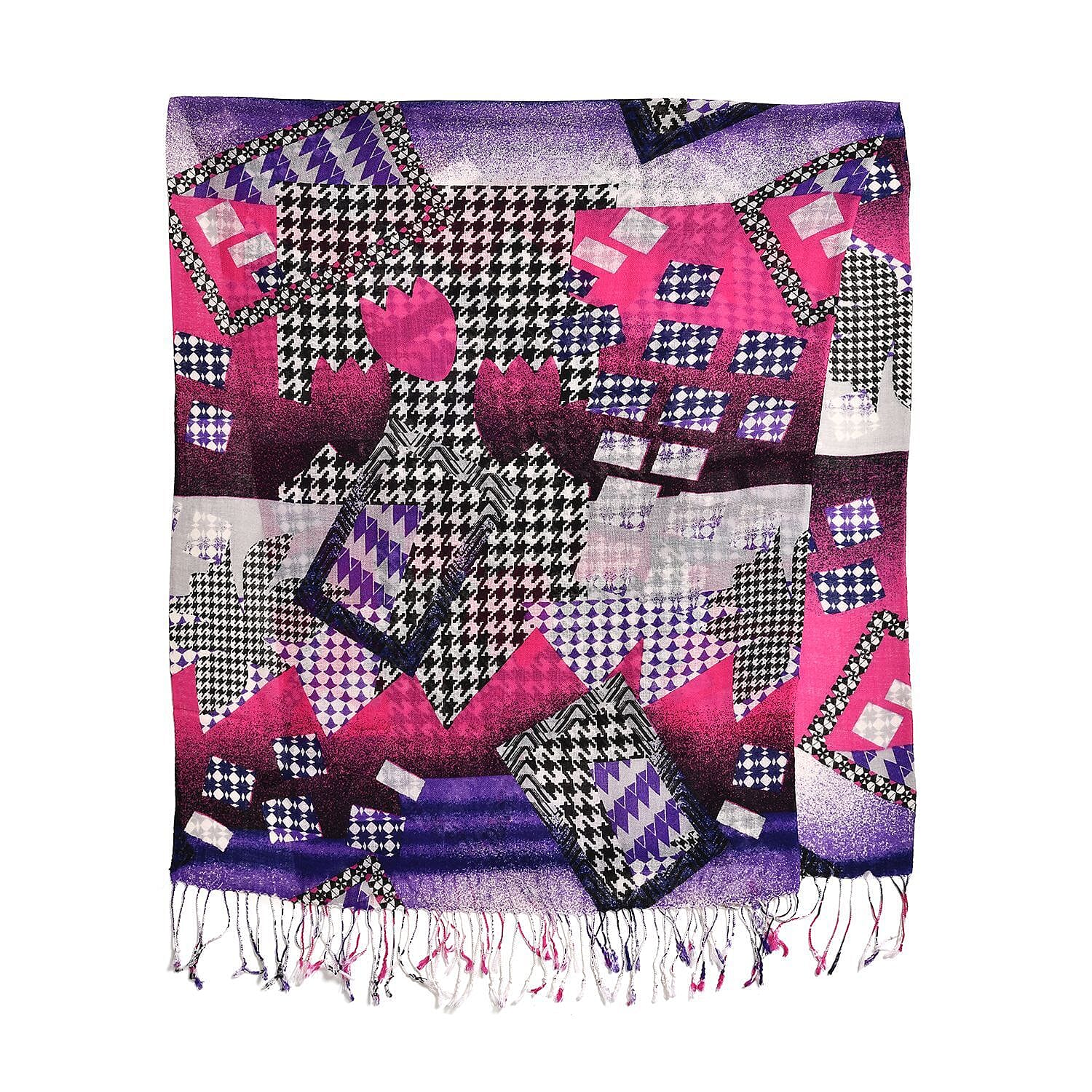 Close Out Deal - La Marey 100% Merino Wool Irregular Pattern Scarf (One Size 175x65 cm) - Check