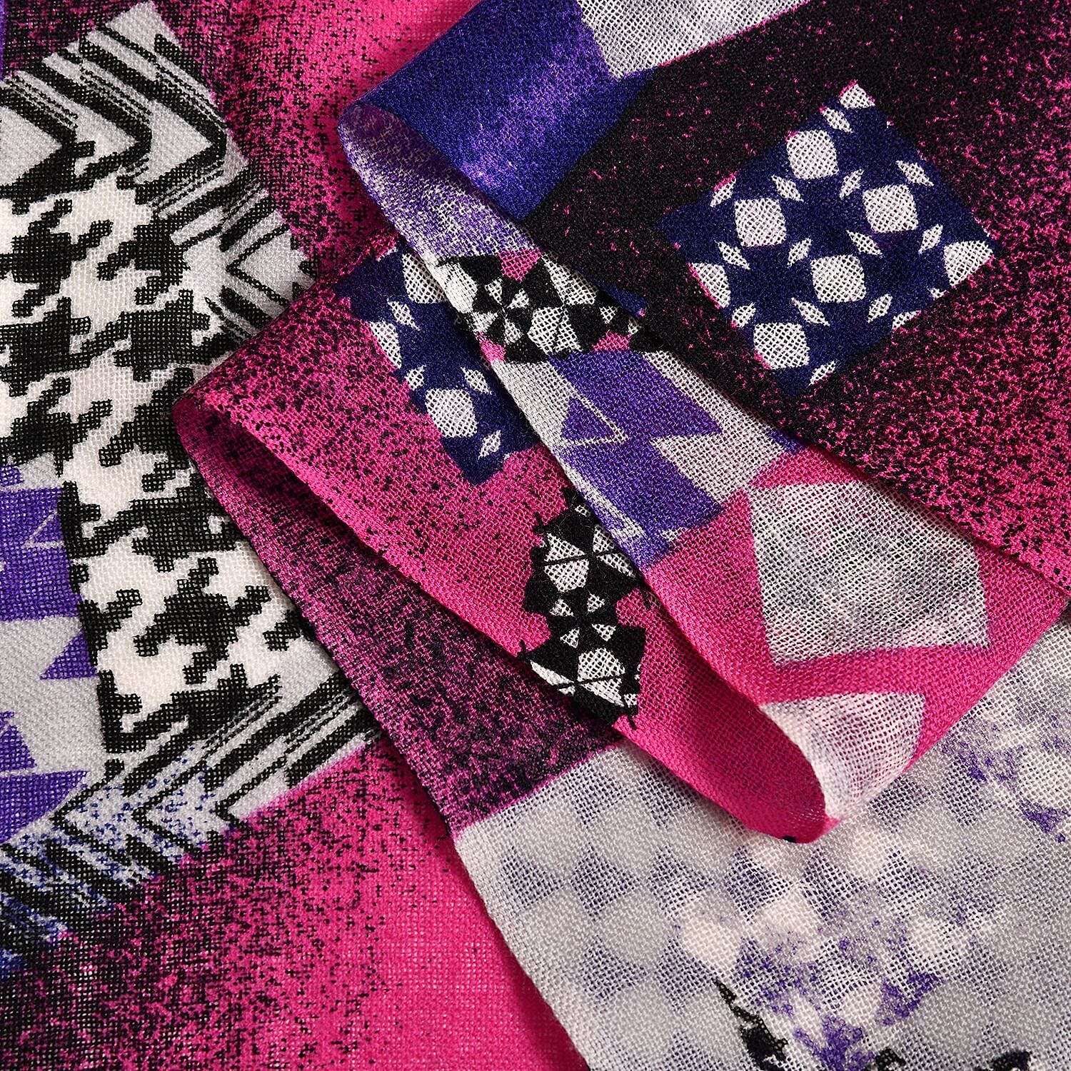 Close Out Deal - La Marey 100% Merino Wool Irregular Pattern Scarf (One Size 175x65 cm) - Check