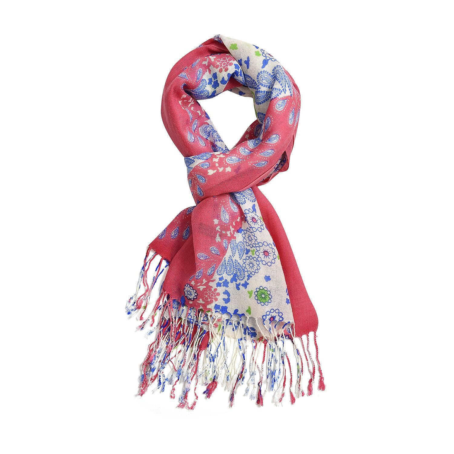 Close Out Deal - La Marey 100% Merino Wool Floral Pattern Scarf (One Size 175x65 cm) - Paisley
