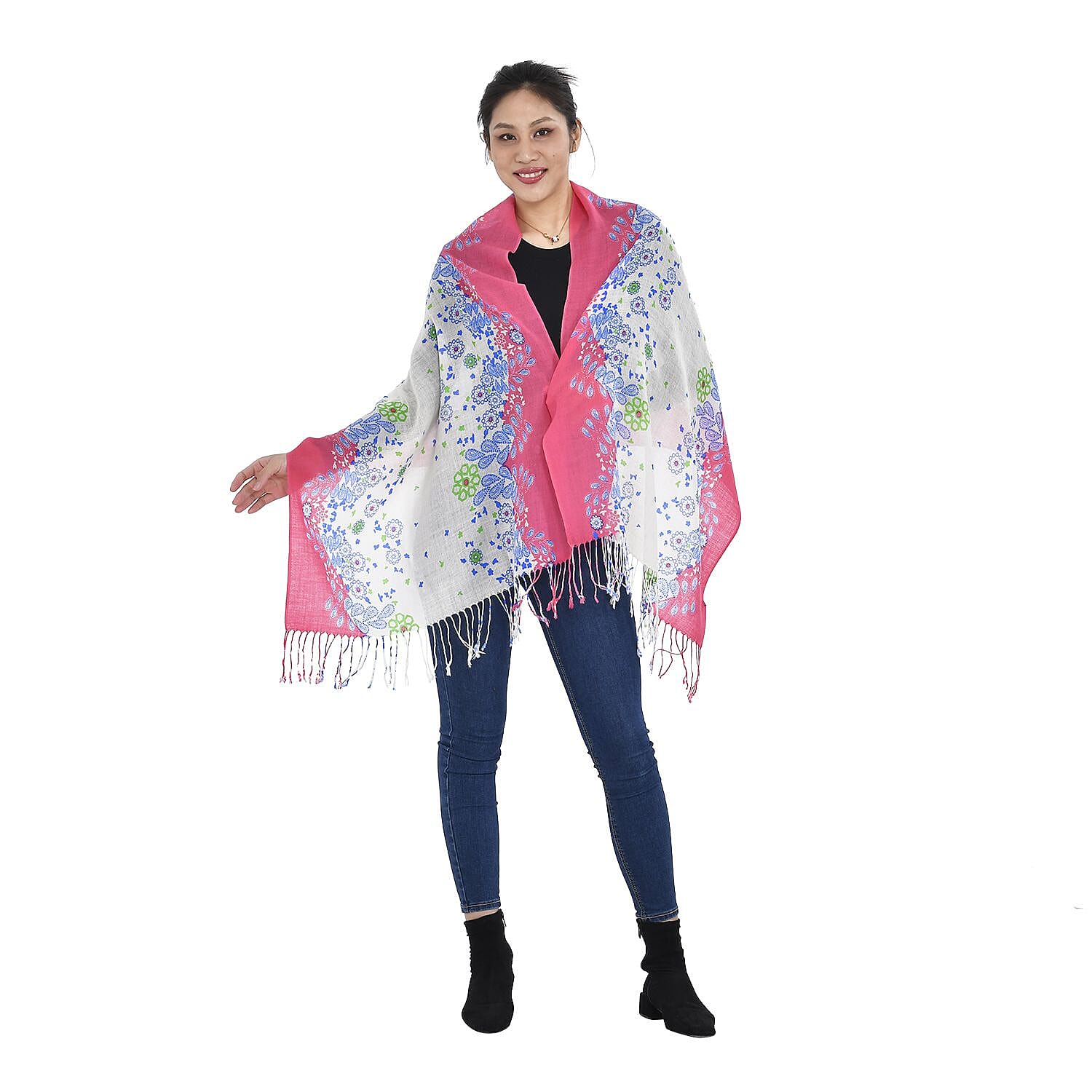 Close Out Deal - La Marey 100% Merino Wool Floral Pattern Scarf (One Size 175x65 cm) - Paisley