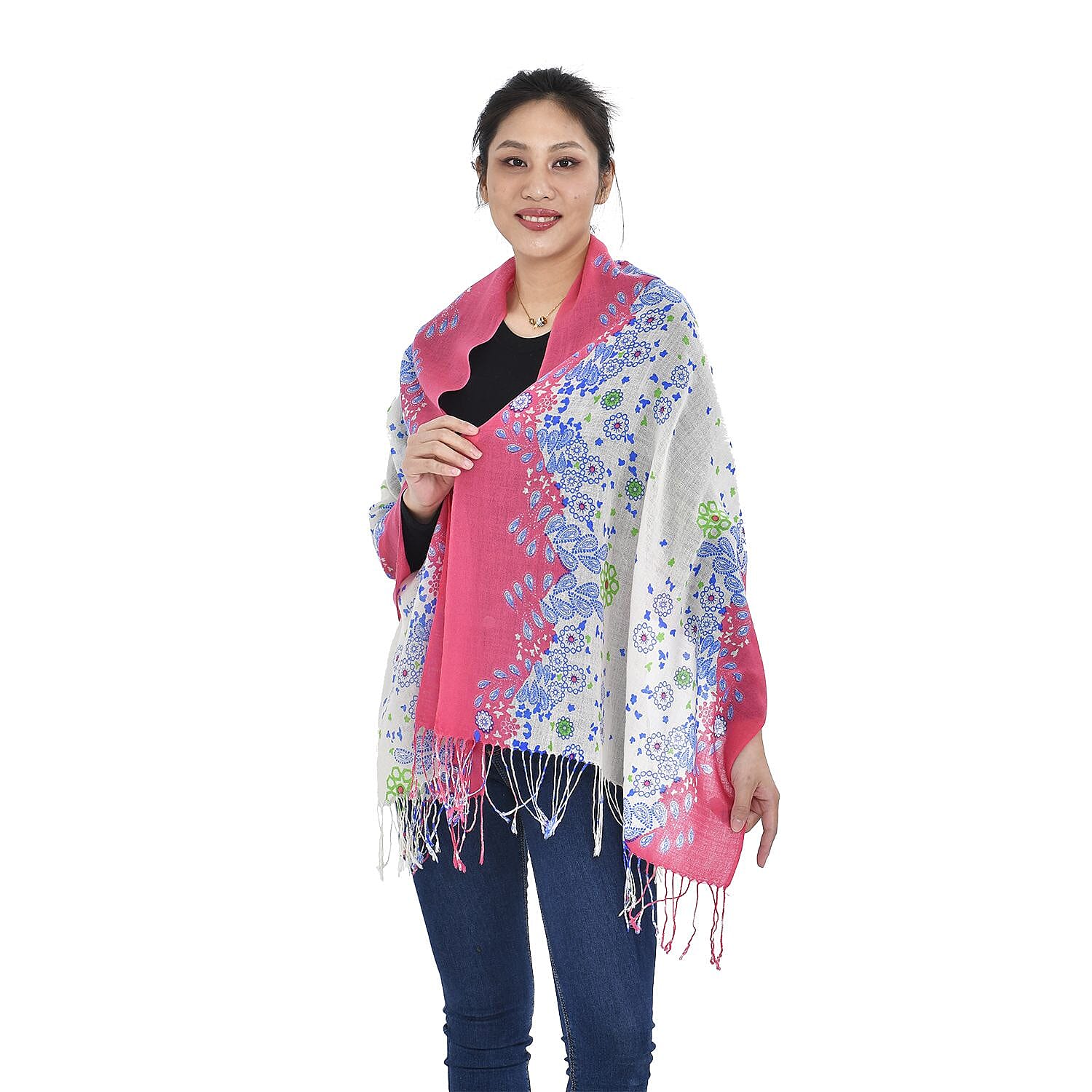 Close Out Deal - La Marey 100% Merino Wool Floral Pattern Scarf (One Size 175x65 cm) - Paisley