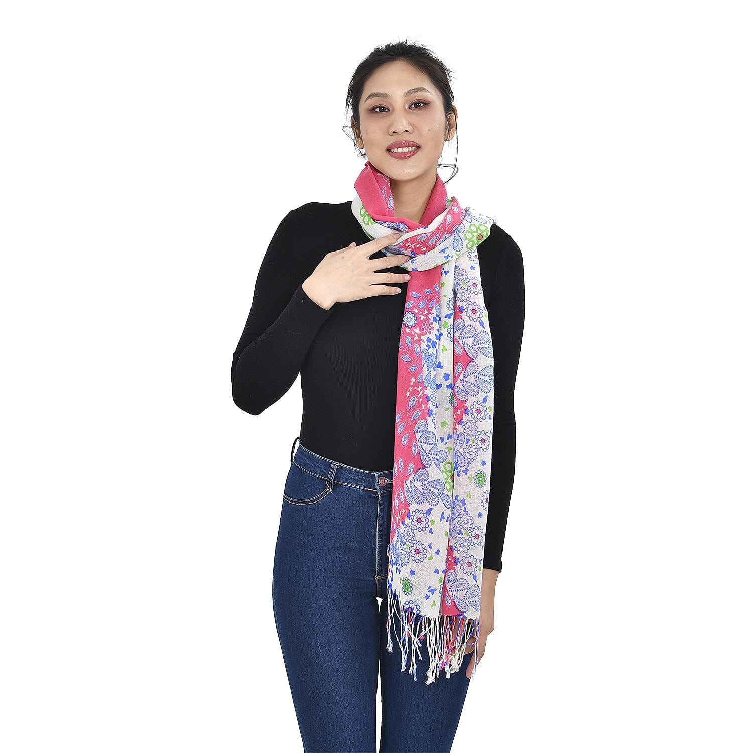 Close Out Deal - La Marey 100% Merino Wool Floral Pattern Scarf (One Size 175x65 cm) - Paisley