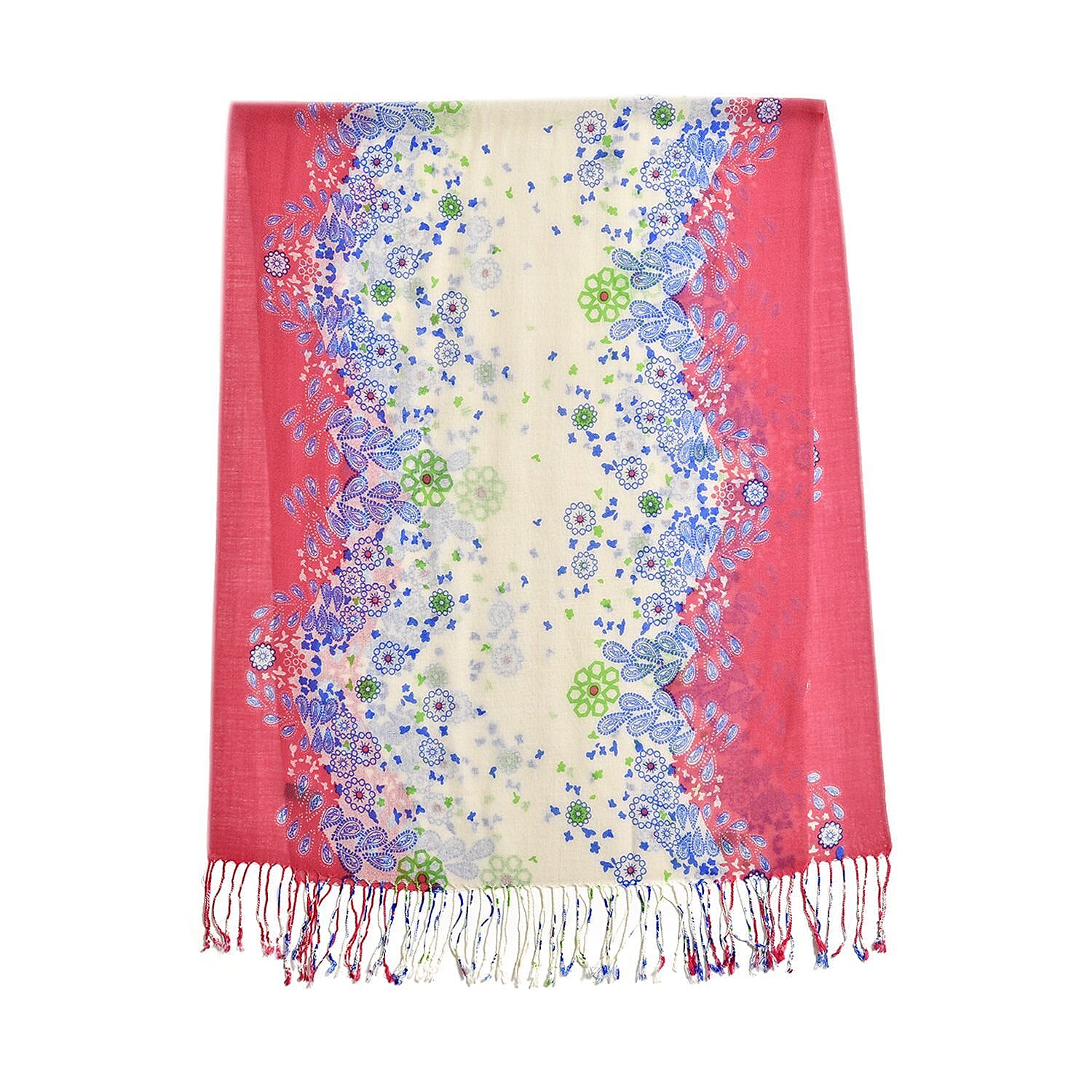 Close Out Deal - La Marey 100% Merino Wool Floral Pattern Scarf (One Size 175x65 cm) - Paisley