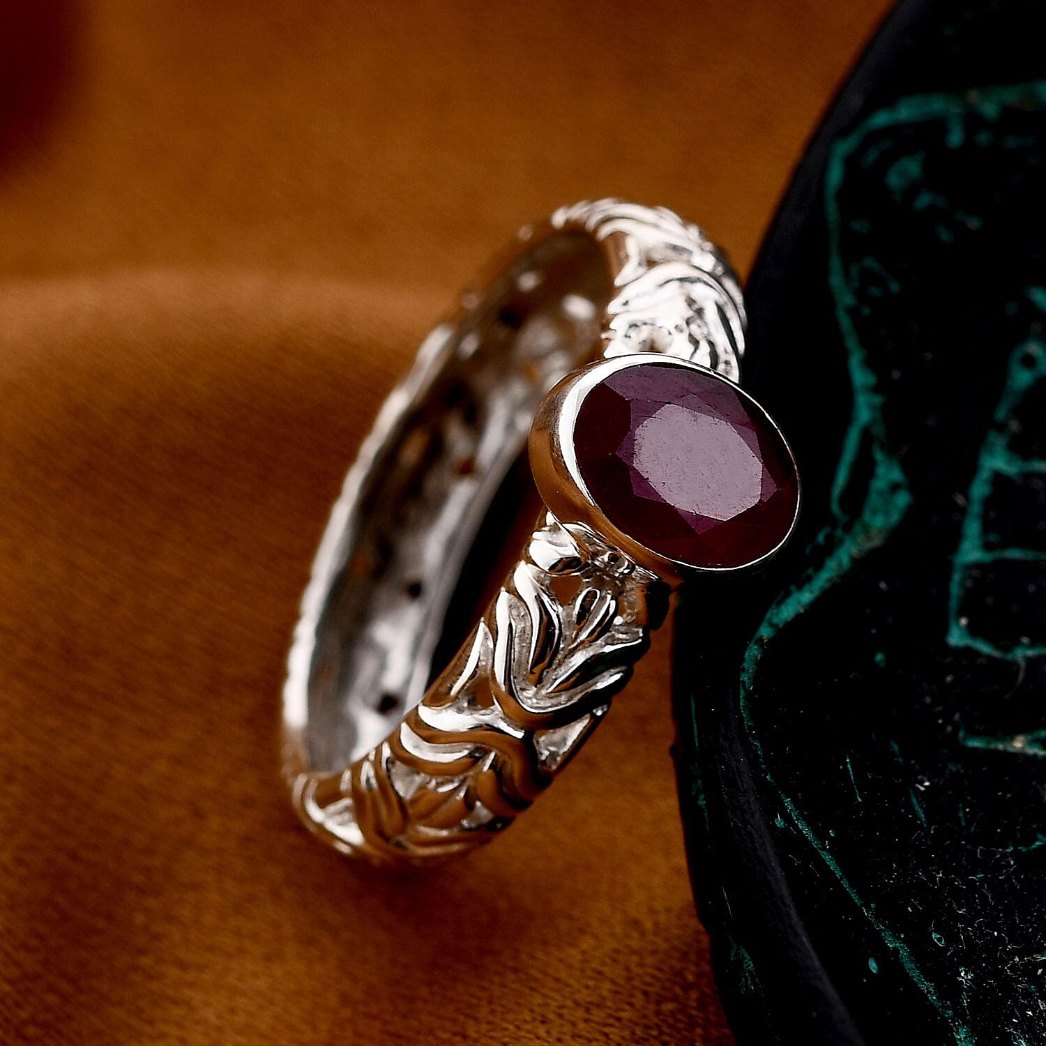 Ruby (FF) Solitaire Ring in Sterling Silver 1.80 Ct.