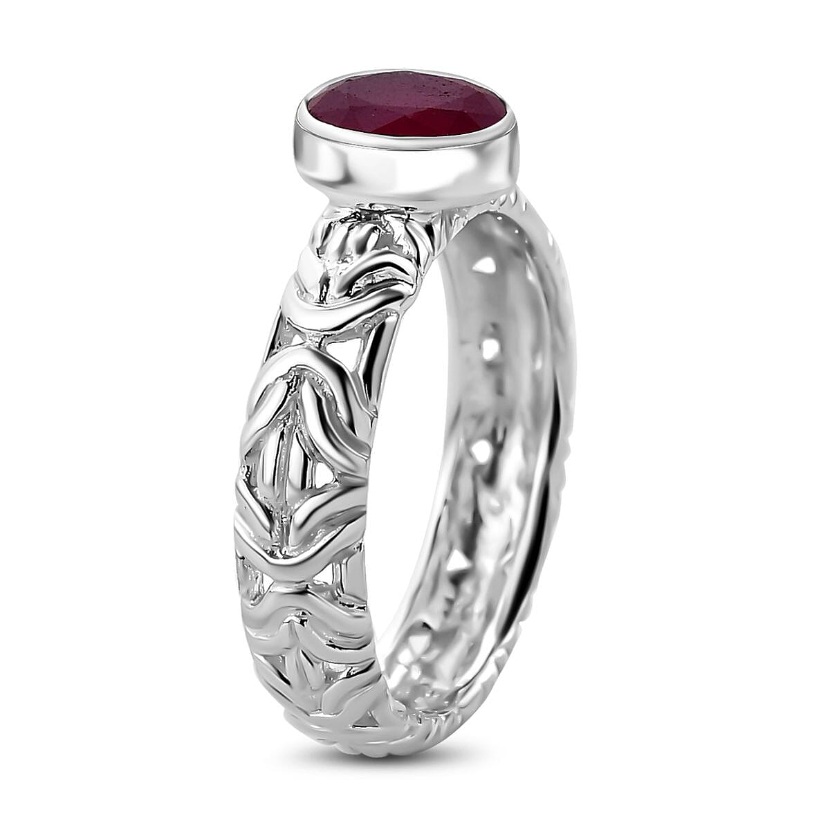 Ruby (FF) Solitaire Ring in Sterling Silver 1.80 Ct.