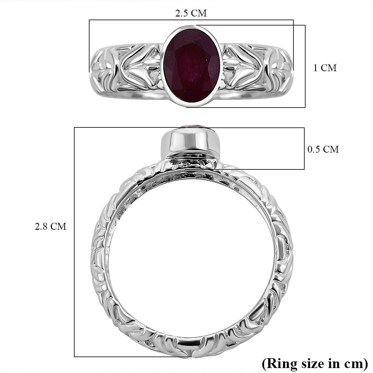 Ruby (FF) Solitaire Ring in Sterling Silver 1.80 Ct.