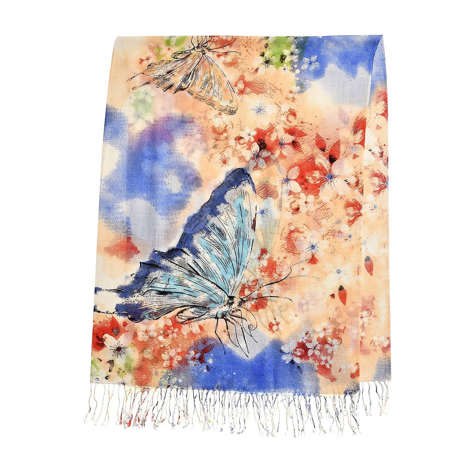Close Out Deal - La Marey 100% Merino Wool Floral Pattern Scarf (One Size 175x65 cm)  - Floral