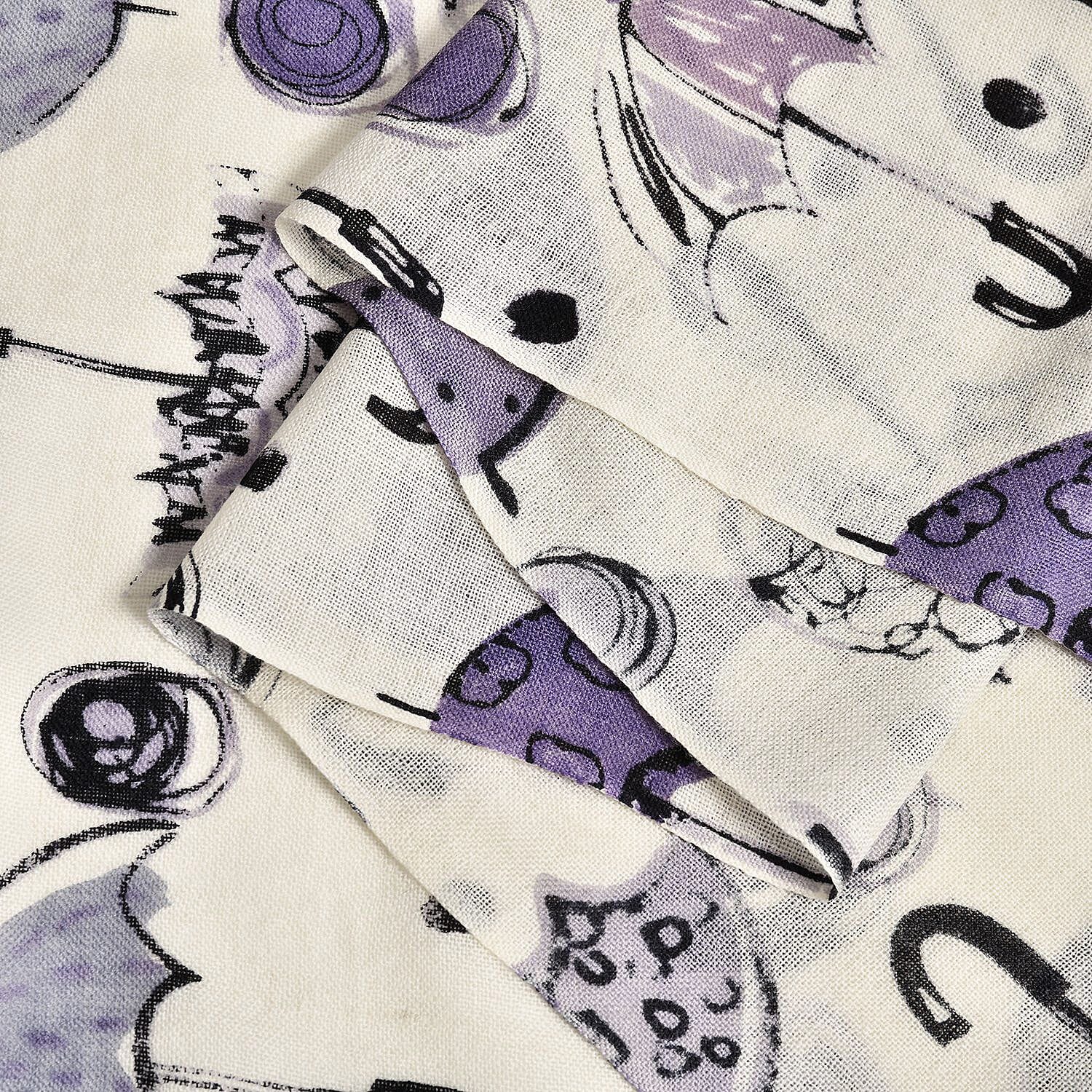 Close Out Deal - La Marey 100% Merino Wool Umbrella Pattern Scarf (One Size 175x65 cm) - Purple