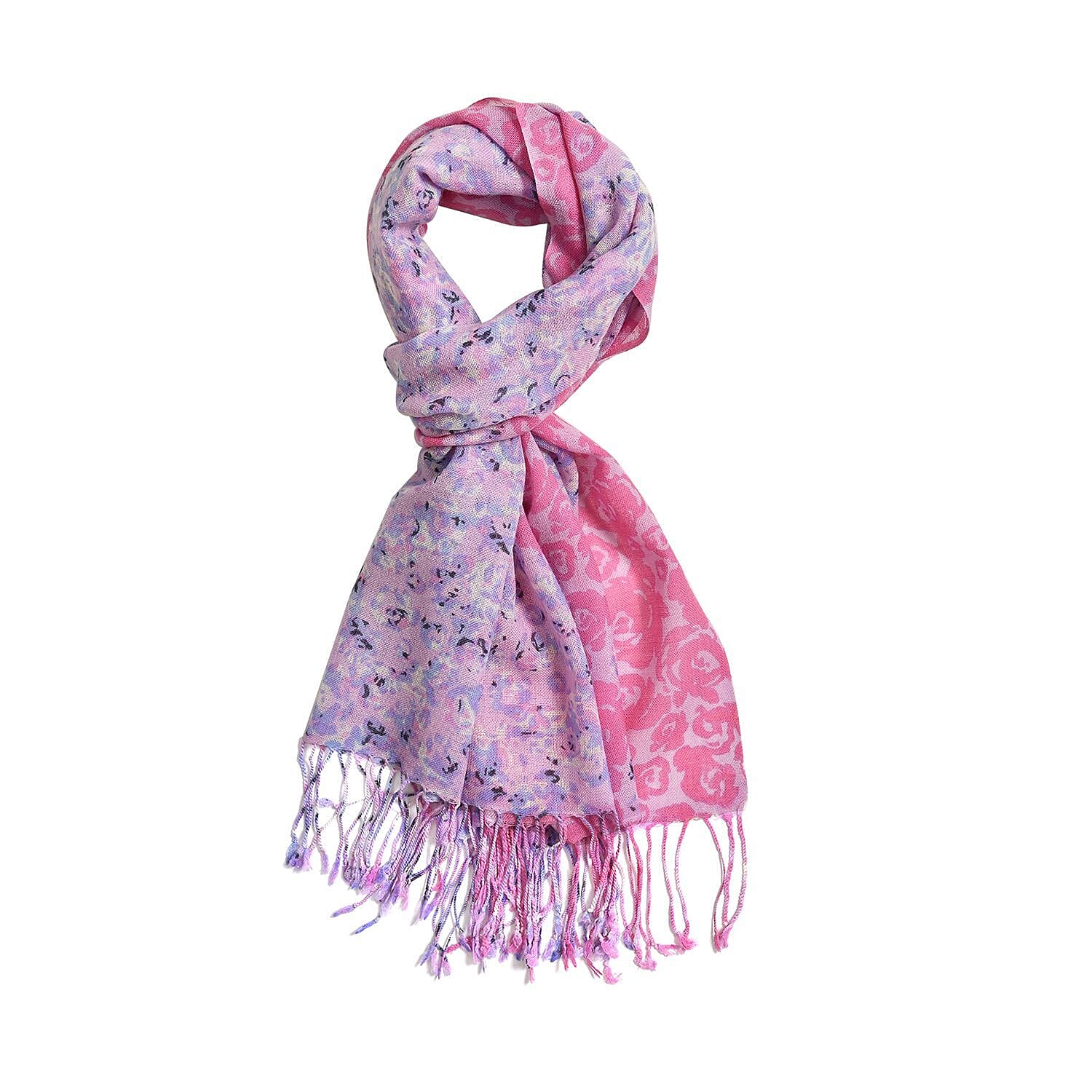 Close Out Deal - La Marey 100% Merino Wool Irregular Pattern Scarf (One Size 175x65 cm) - Purple & Pink