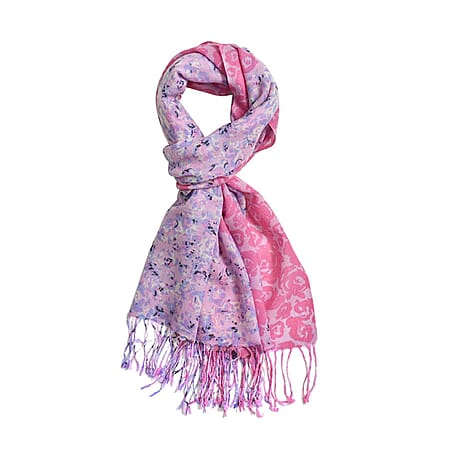 Close Out Deal - La Marey 100% Merino Wool Irregular Pattern Scarf (One Size 175x65 cm) - Purple & Pink