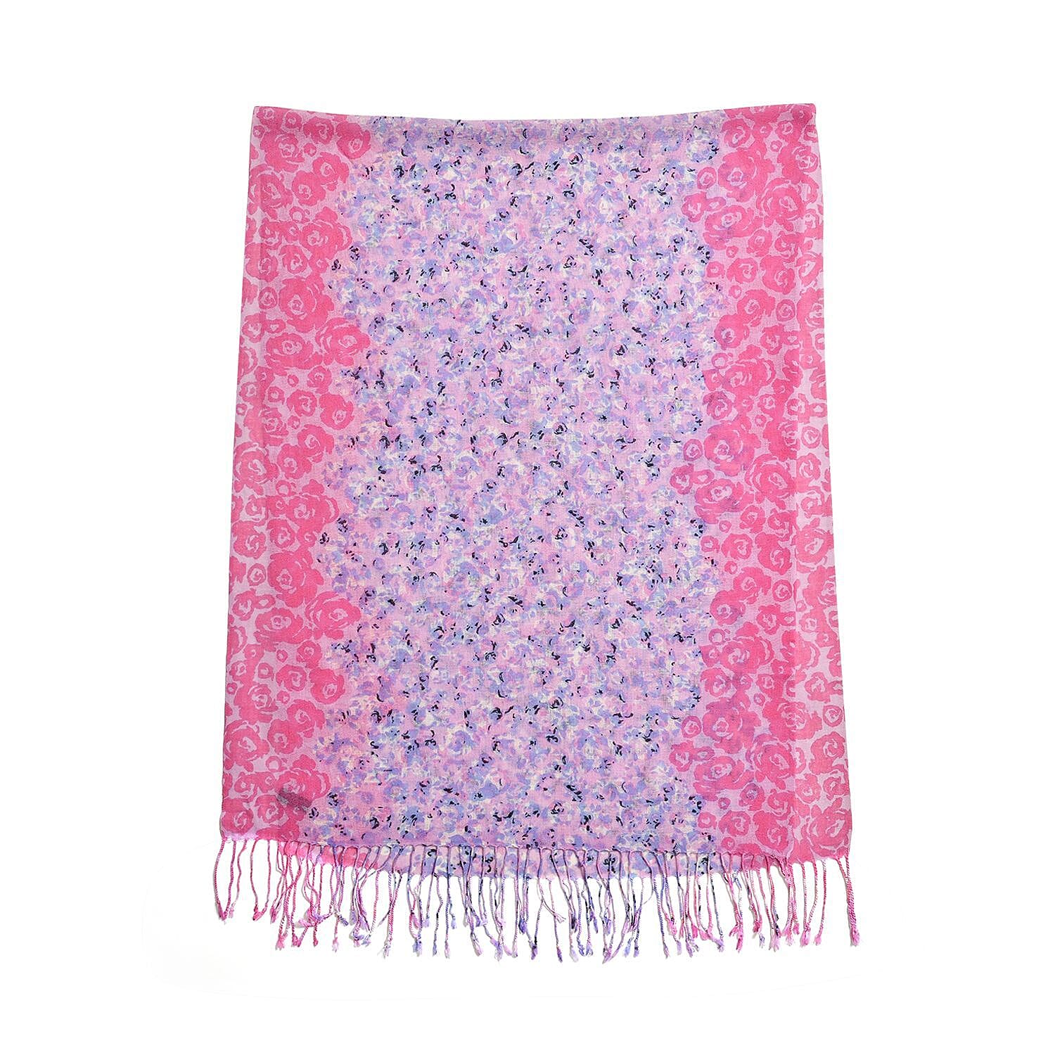 Close Out Deal - La Marey 100% Merino Wool Irregular Pattern Scarf (One Size 175x65 cm) - Purple & Pink