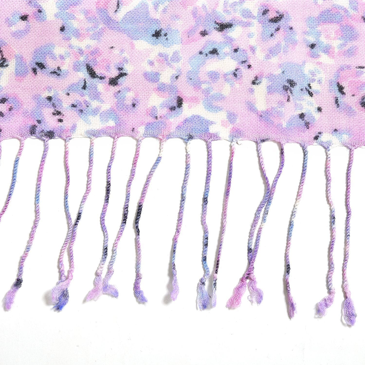 Close Out Deal - La Marey 100% Merino Wool Irregular Pattern Scarf (One Size 175x65 cm) - Purple & Pink