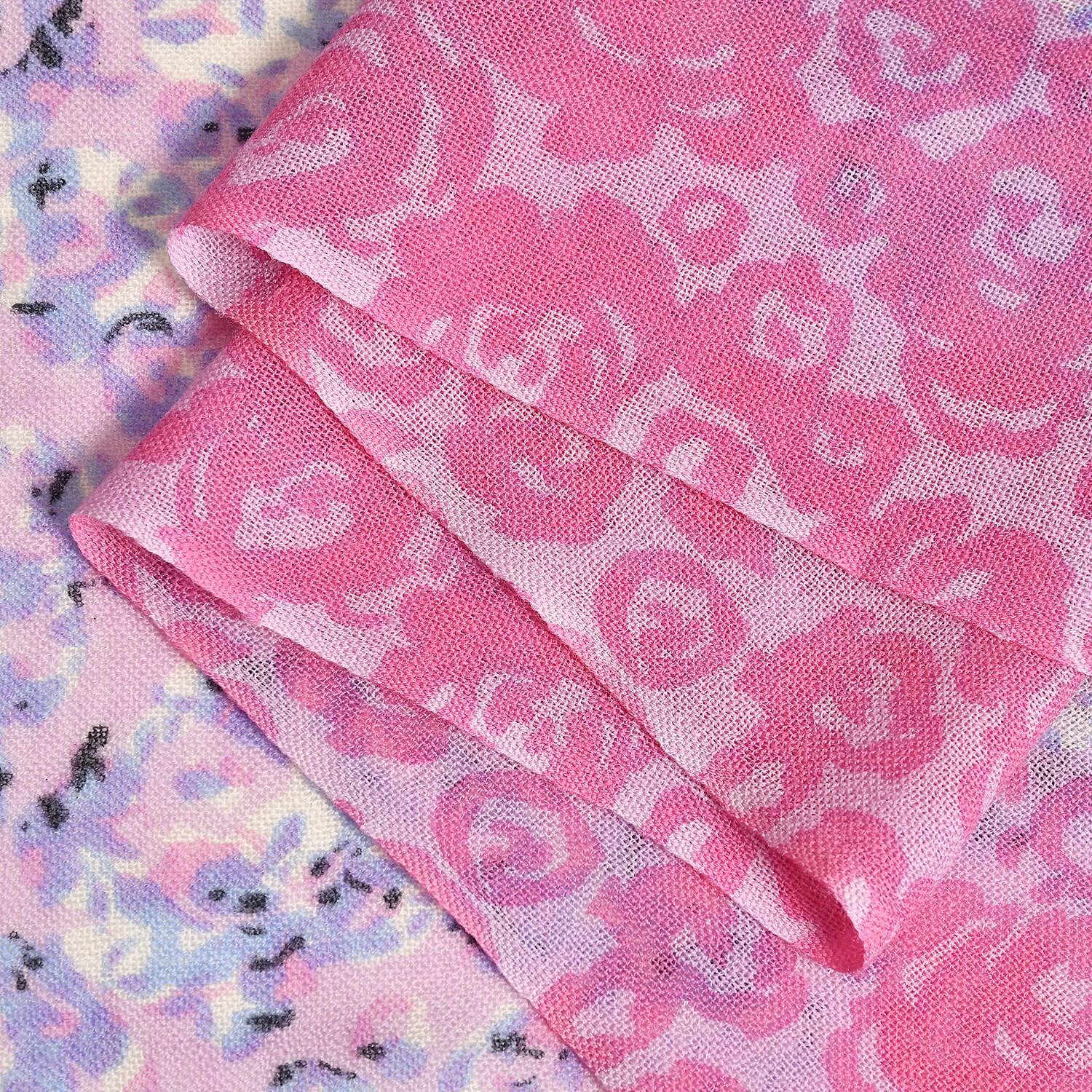 Close Out Deal - La Marey 100% Merino Wool Irregular Pattern Scarf (One Size 175x65 cm) - Purple & Pink