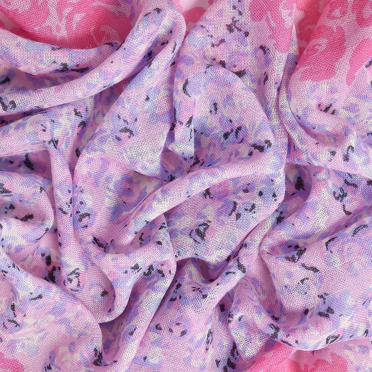 Close Out Deal - La Marey 100% Merino Wool Irregular Pattern Scarf (One Size 175x65 cm) - Purple & Pink