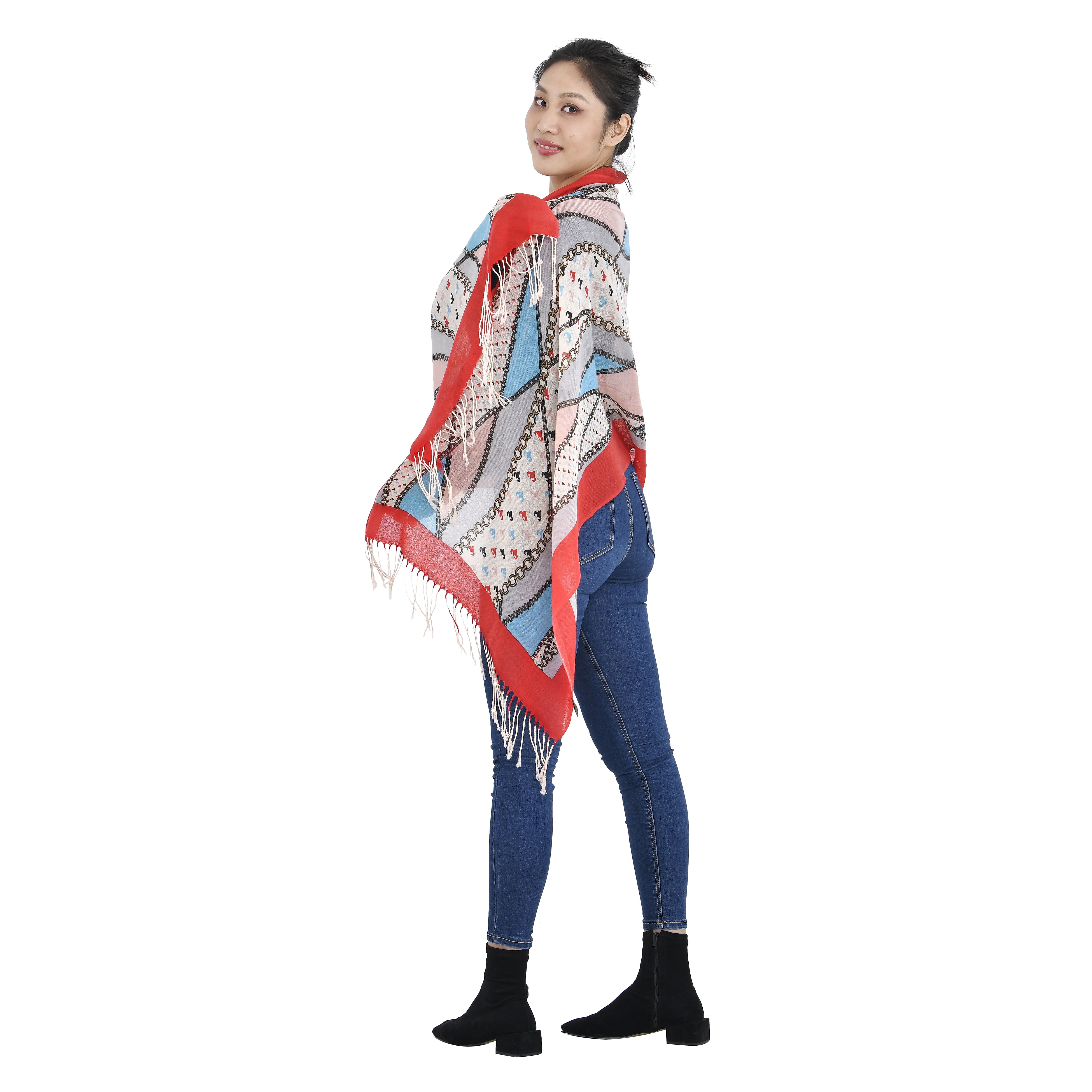 La Marey 100% Merino Wool Ribbon Pattern Scarf (One Size 175x65 cm) - Multi