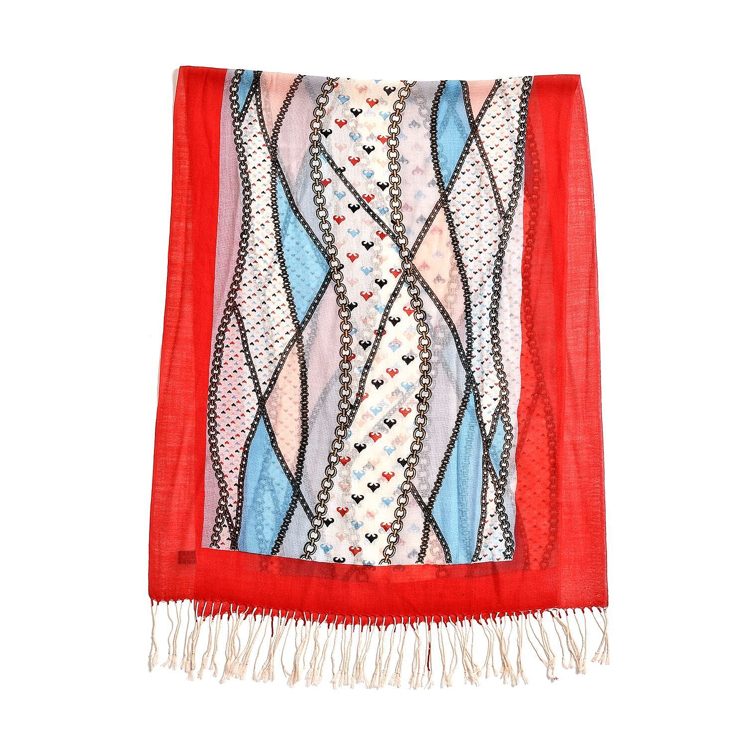 La Marey 100% Merino Wool Ribbon Pattern Scarf (One Size 175x65 cm) - Multi